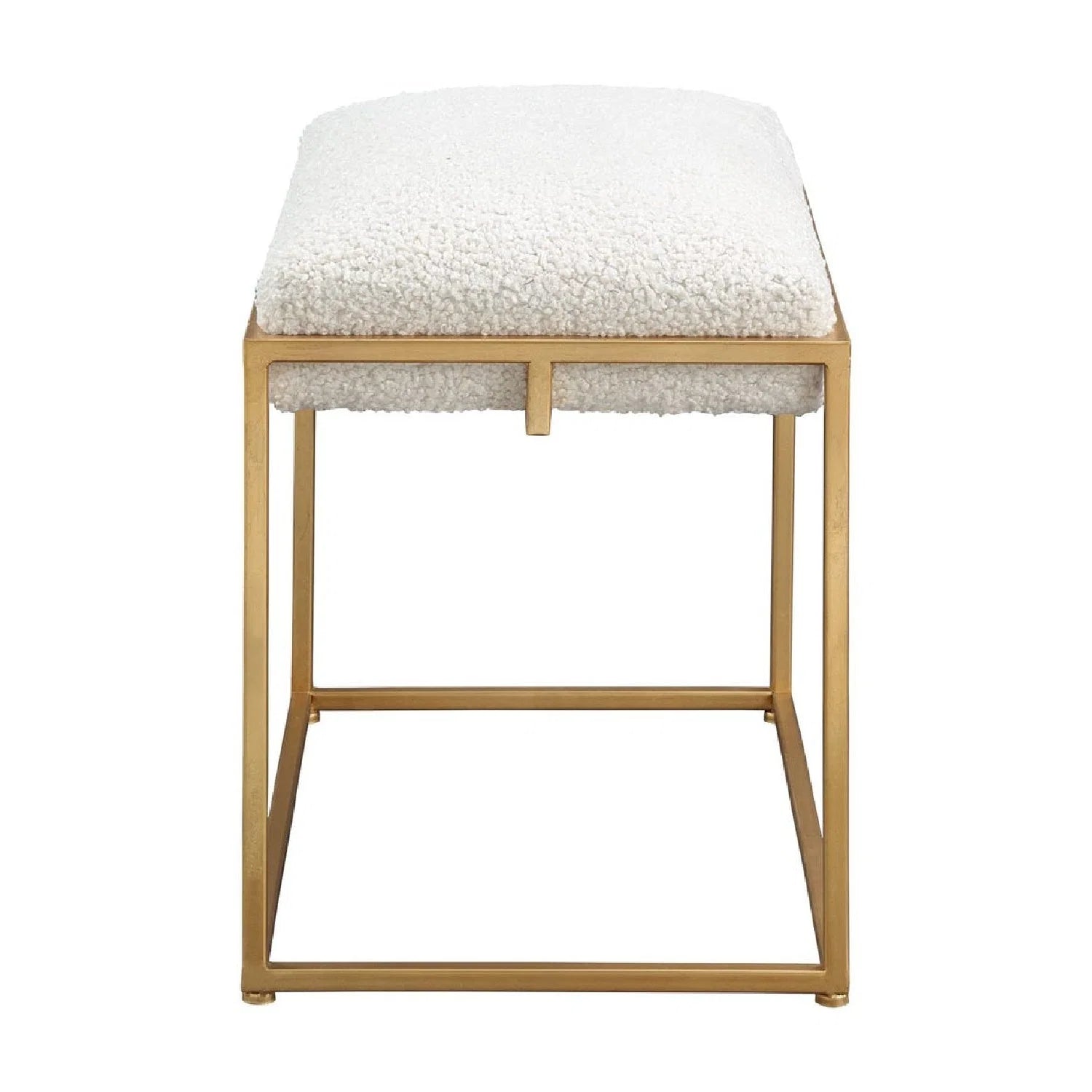 Luxury Gold Framed Shearling Bench European Style for Villa