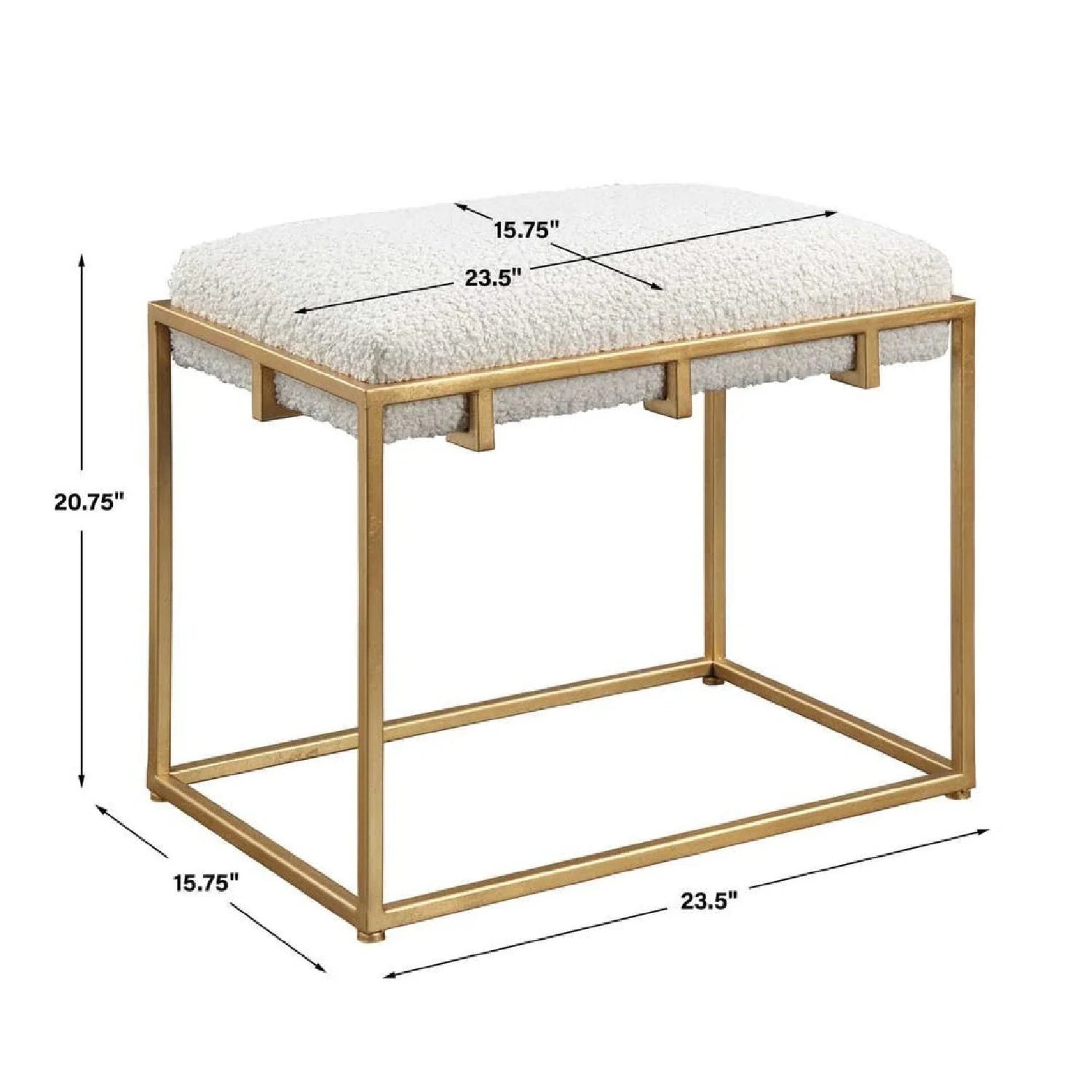 Luxury Gold Framed Shearling Bench European Style for Villa