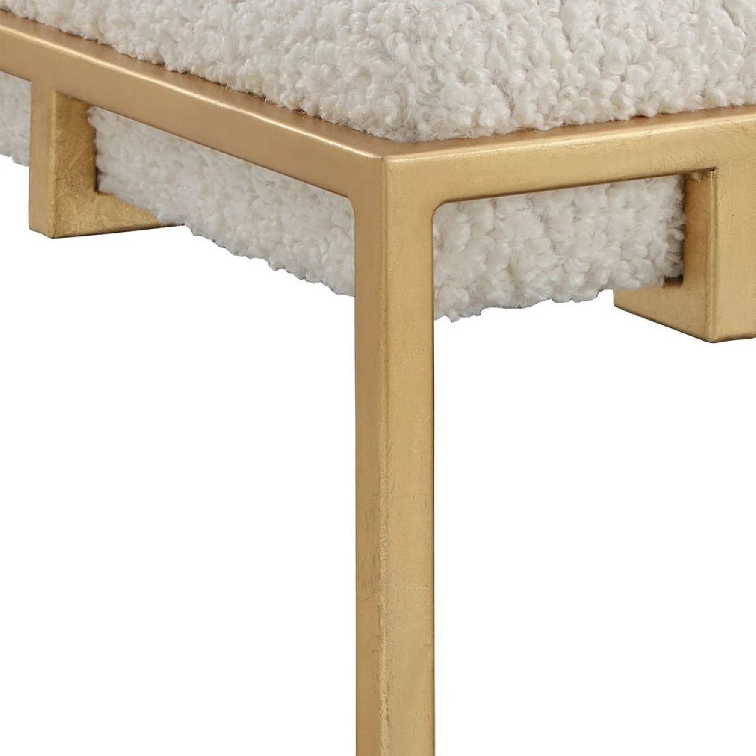 Luxury Gold Framed Shearling Bench European Style for Villa