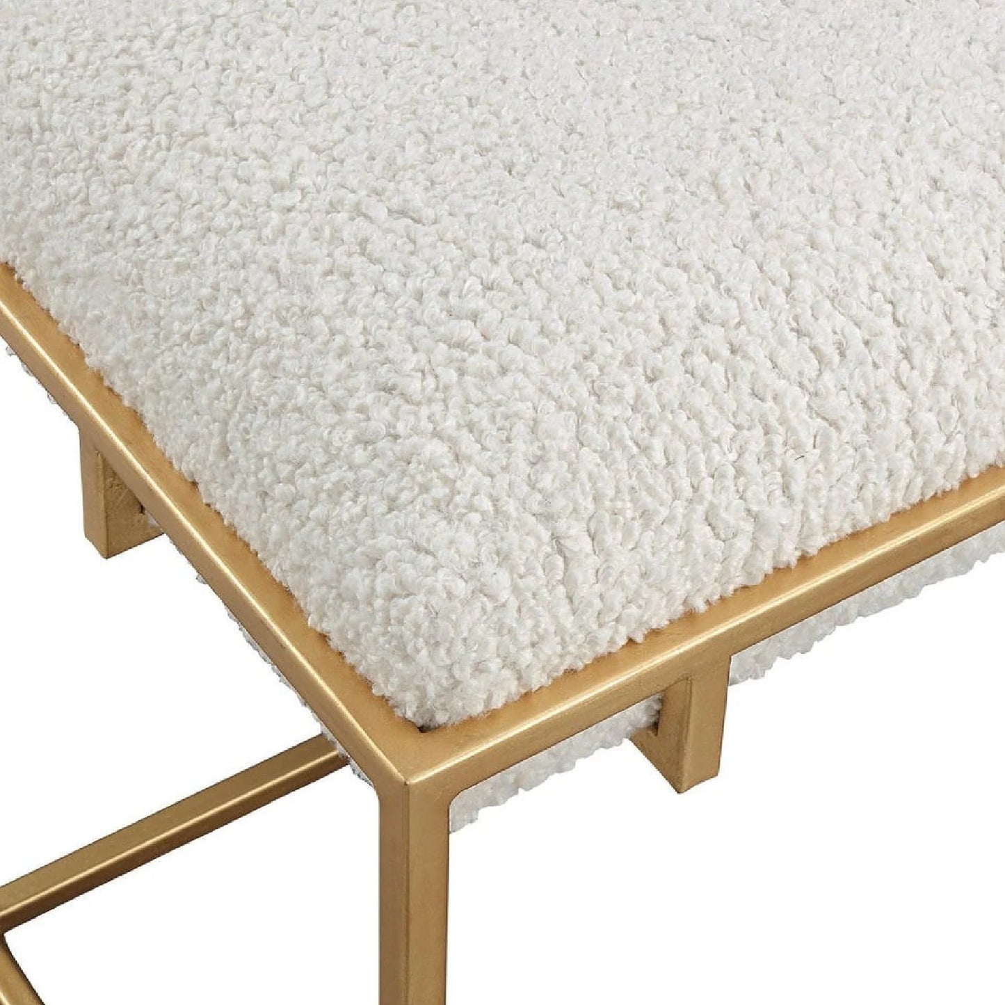 Luxury Gold Framed Shearling Bench European Style for Villa