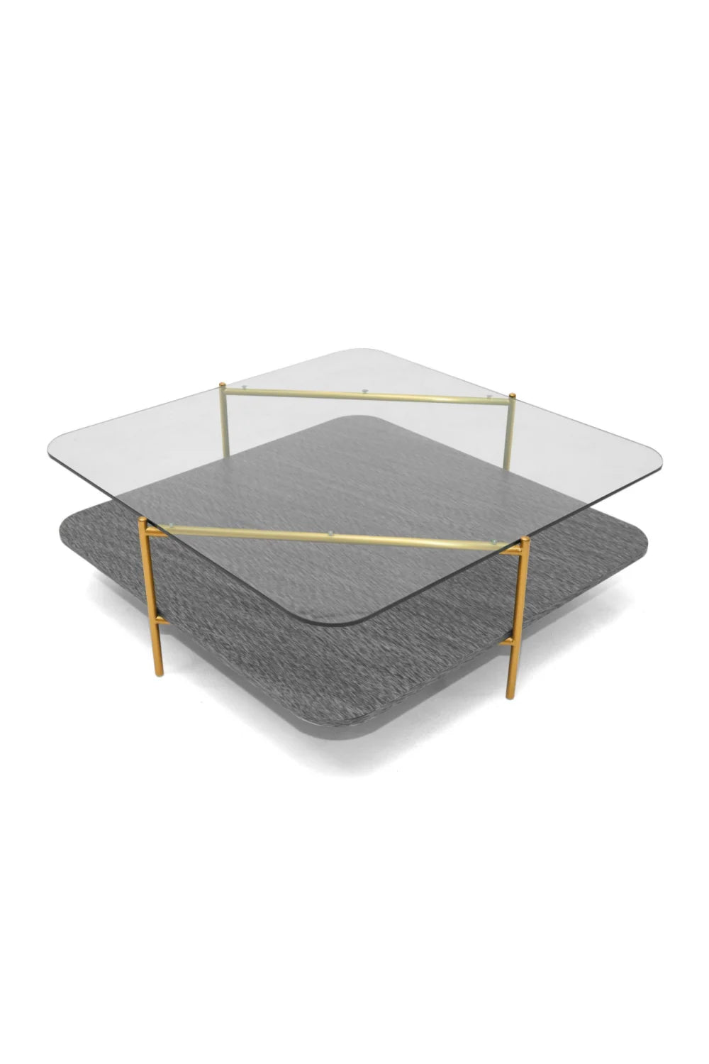 Luxury Gold Glass Coffee Table Modern Italian Style for Villa