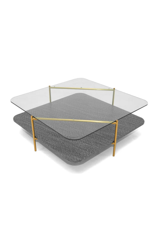 Luxury Gold Glass Coffee Table Modern Italian Style for Villa