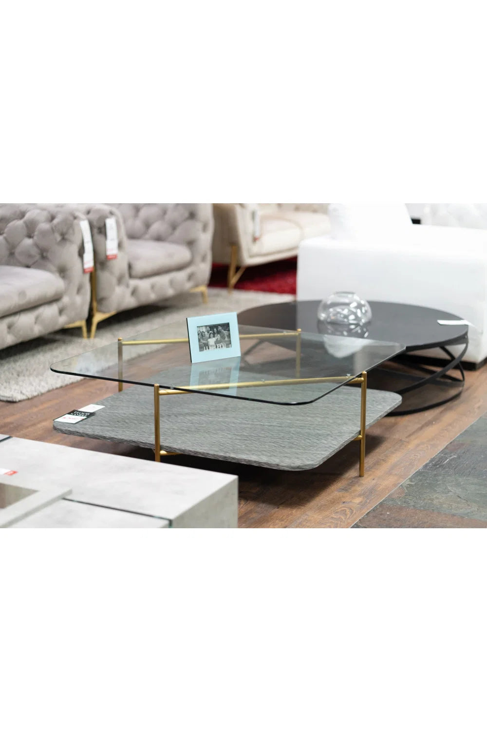 Luxury Gold Glass Coffee Table Modern Italian Style for Villa