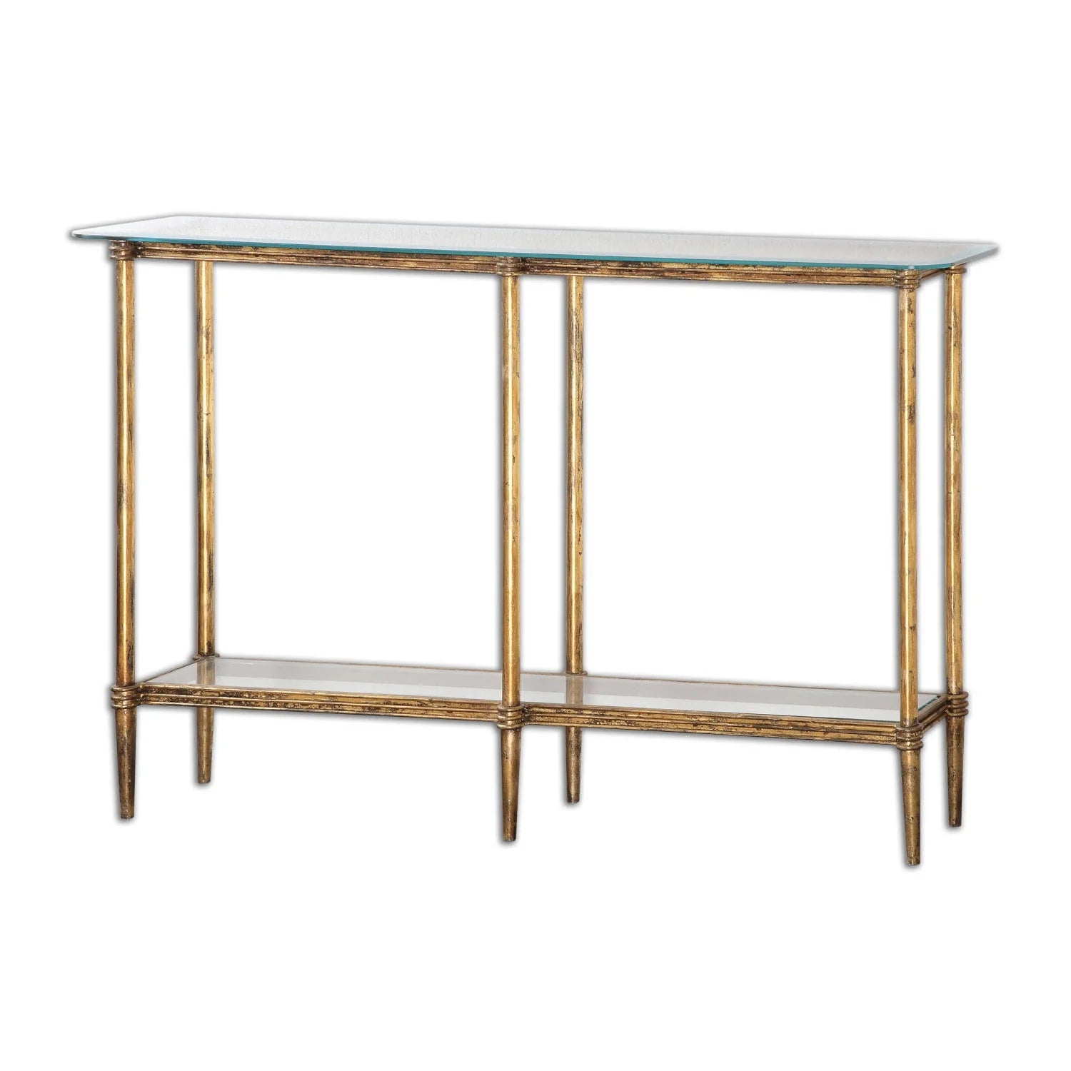 Luxury Gold Glass Console Table Modern Italian Style for Villa
