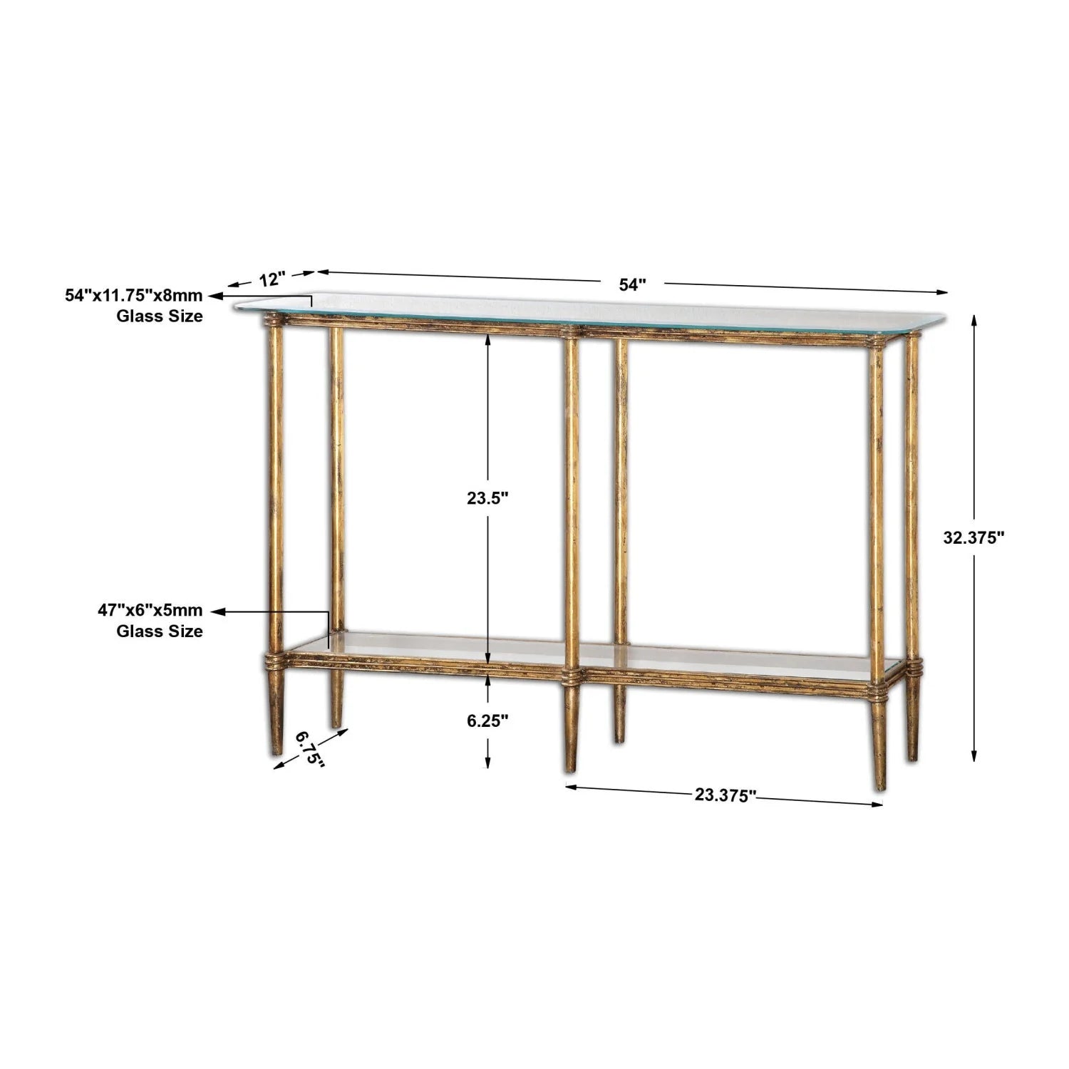 Luxury Gold Glass Console Table Modern Italian Style for Villa