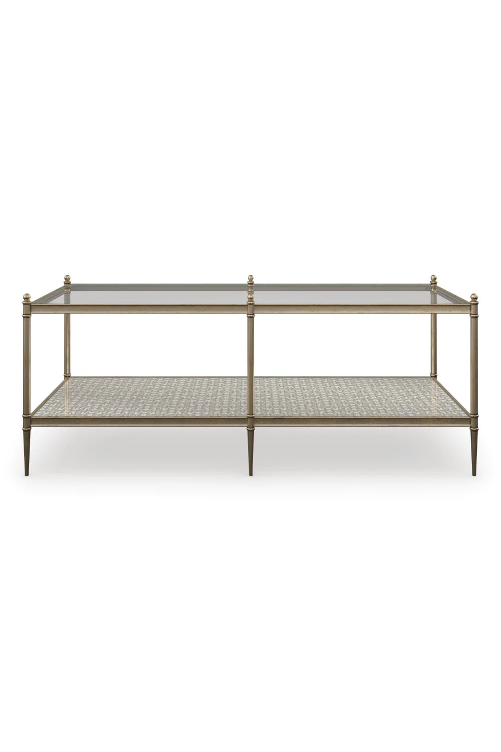 Luxury Gold Glass Rectangular Coffee Table Modern Italian Style for Villa