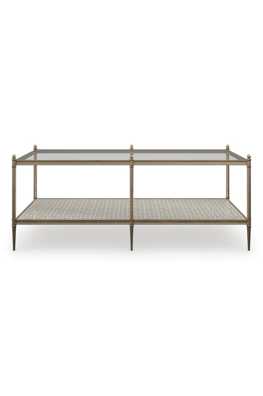 Luxury Gold Glass Rectangular Coffee Table Modern Italian Style for Villa