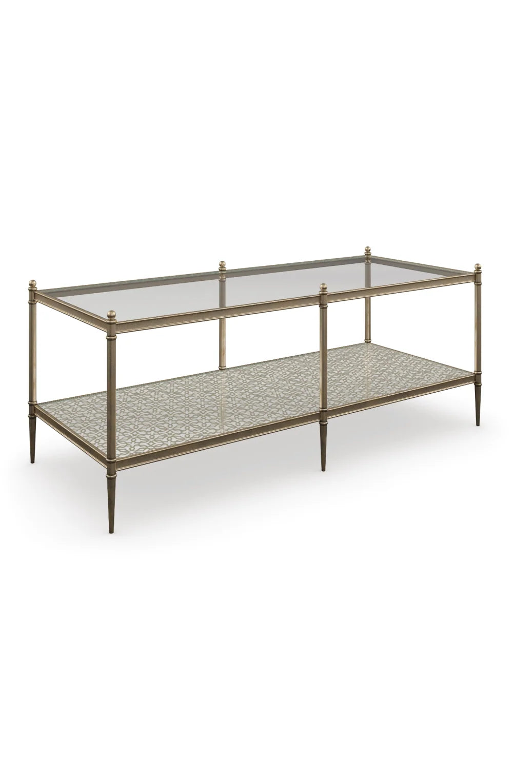 Luxury Gold Glass Rectangular Coffee Table Modern Italian Style for Villa