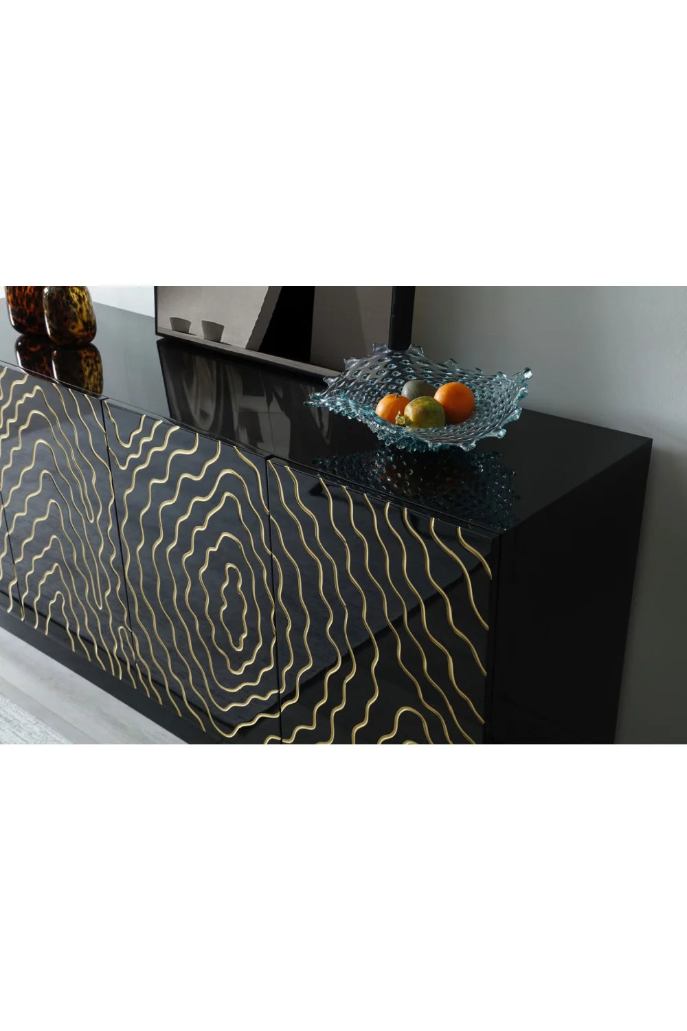 Luxury Gold Inlaid 4-Door Sideboard European Style for Villa