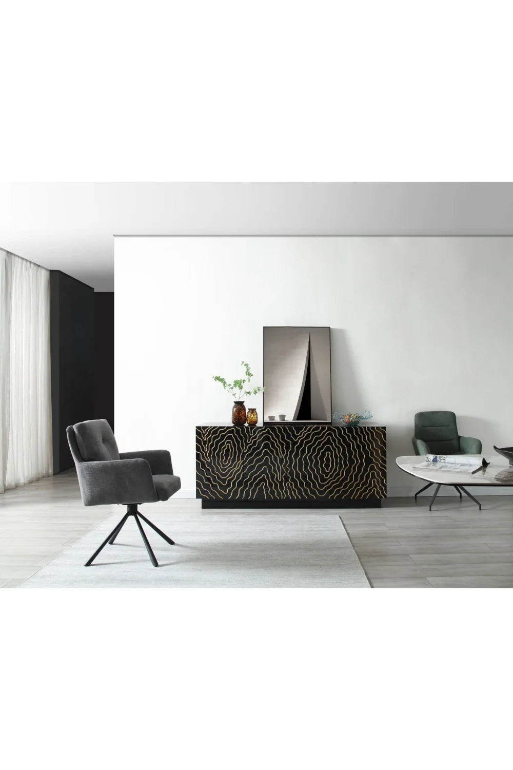Luxury Gold Inlaid 4-Door Sideboard European Style for Villa