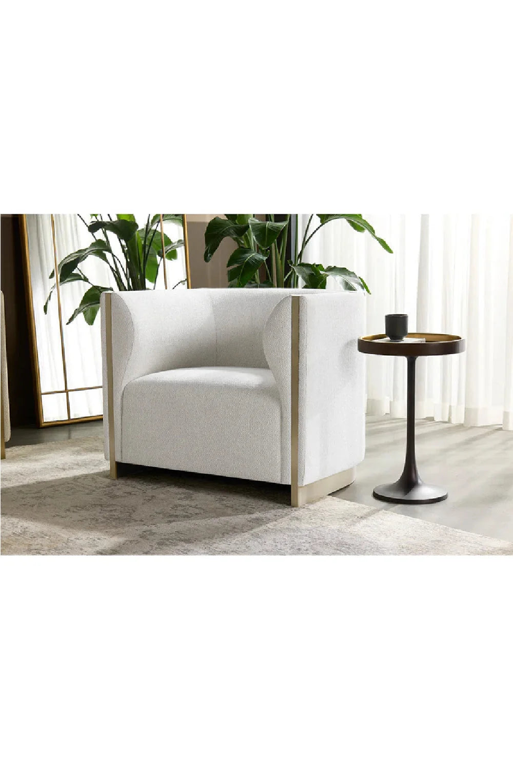 Luxury Gold Inlay Curved Lounge Chair Modern Italian Style for Villa