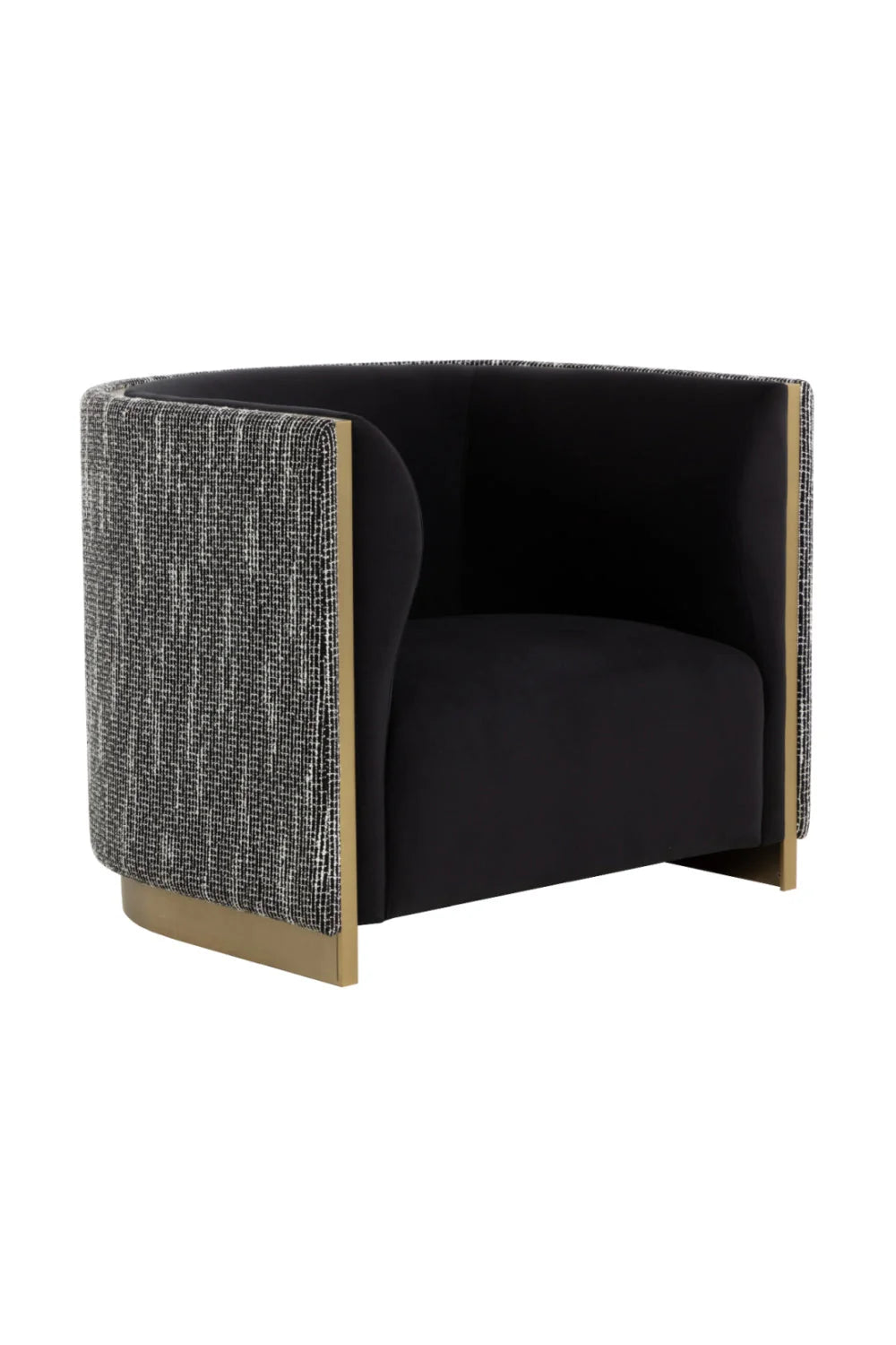 Luxury Gold Inlay Curved Lounge Chair Modern Italian Style for Villa