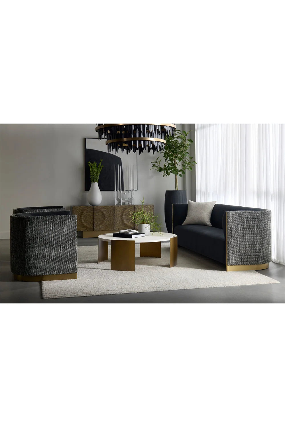 Luxury Gold Inlay Curved Lounge Chair Modern Italian Style for Villa