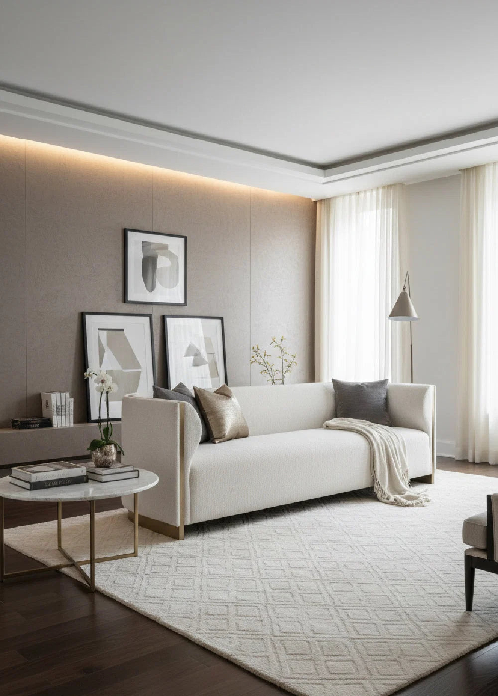Luxury Gold Inlay Curved Sofa Modern Italian Style for Villa