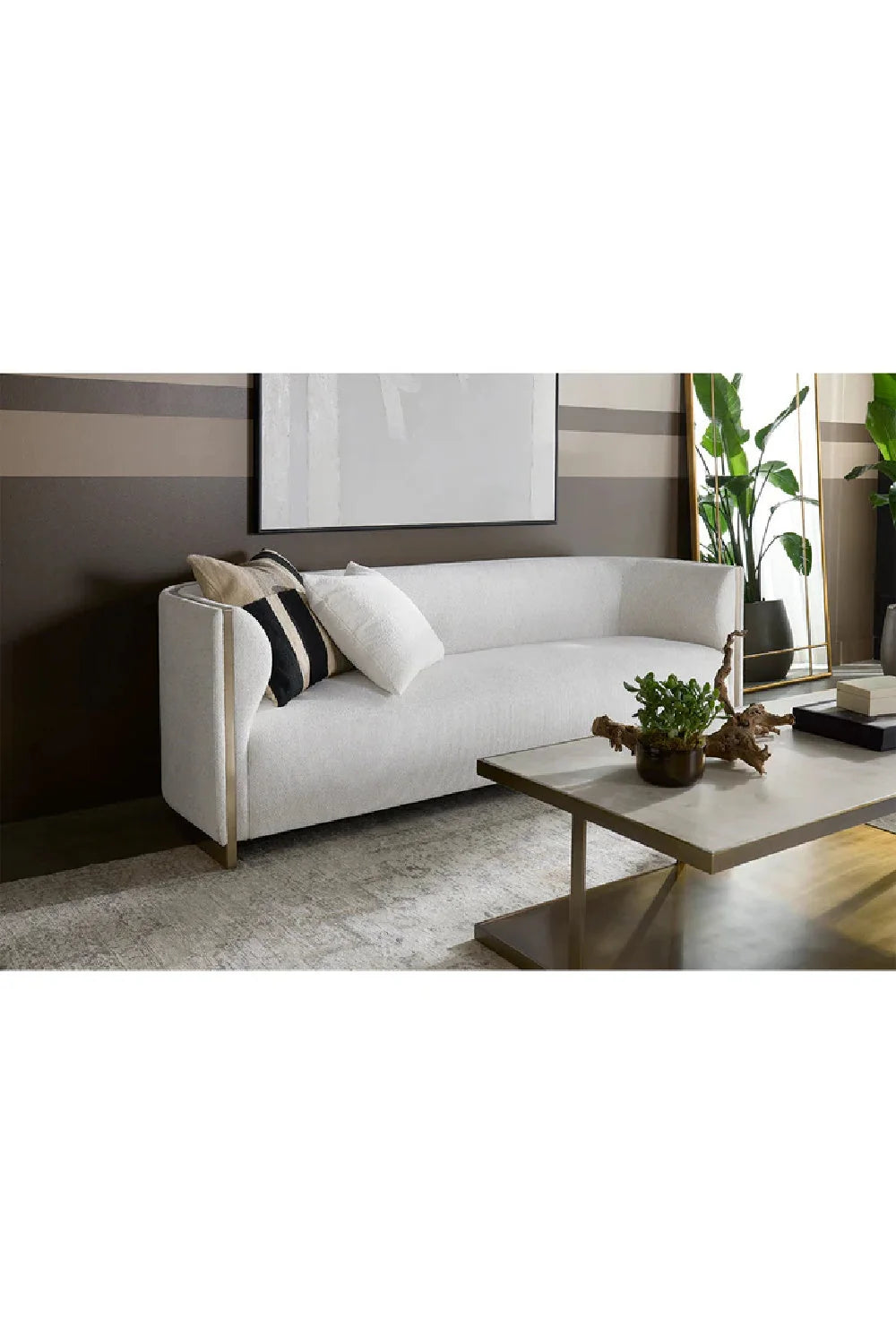 Luxury Gold Inlay Curved Sofa Modern Italian Style for Villa
