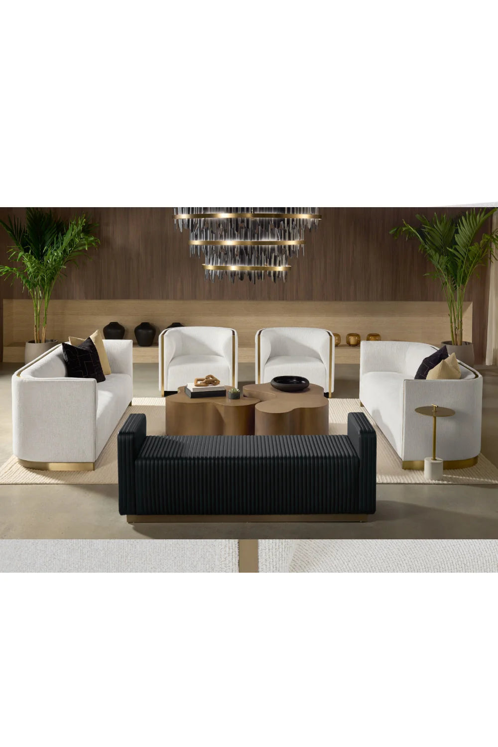 Luxury Gold Inlay Curved Sofa Modern Italian Style for Villa