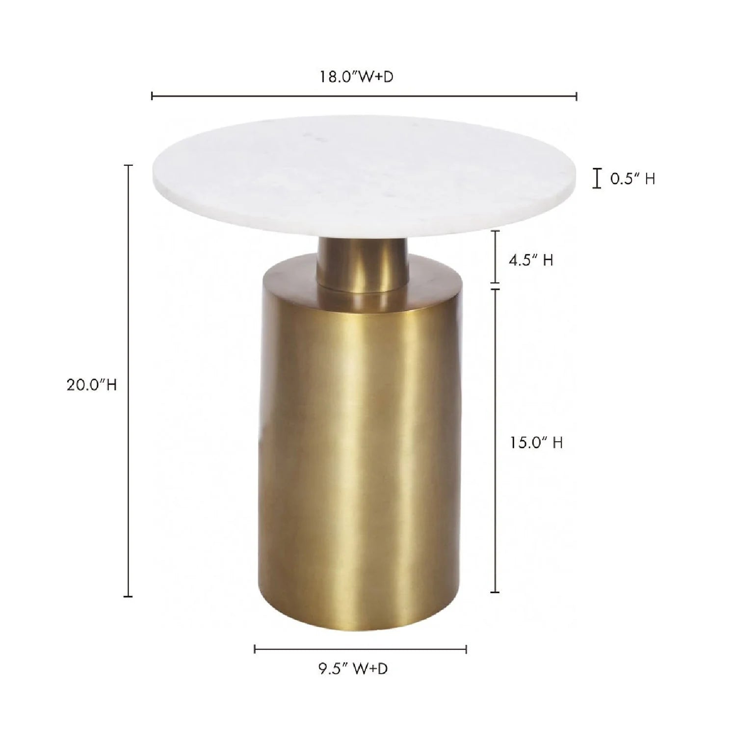 Luxury Gold Marble Round Accent Table European Style for Villa