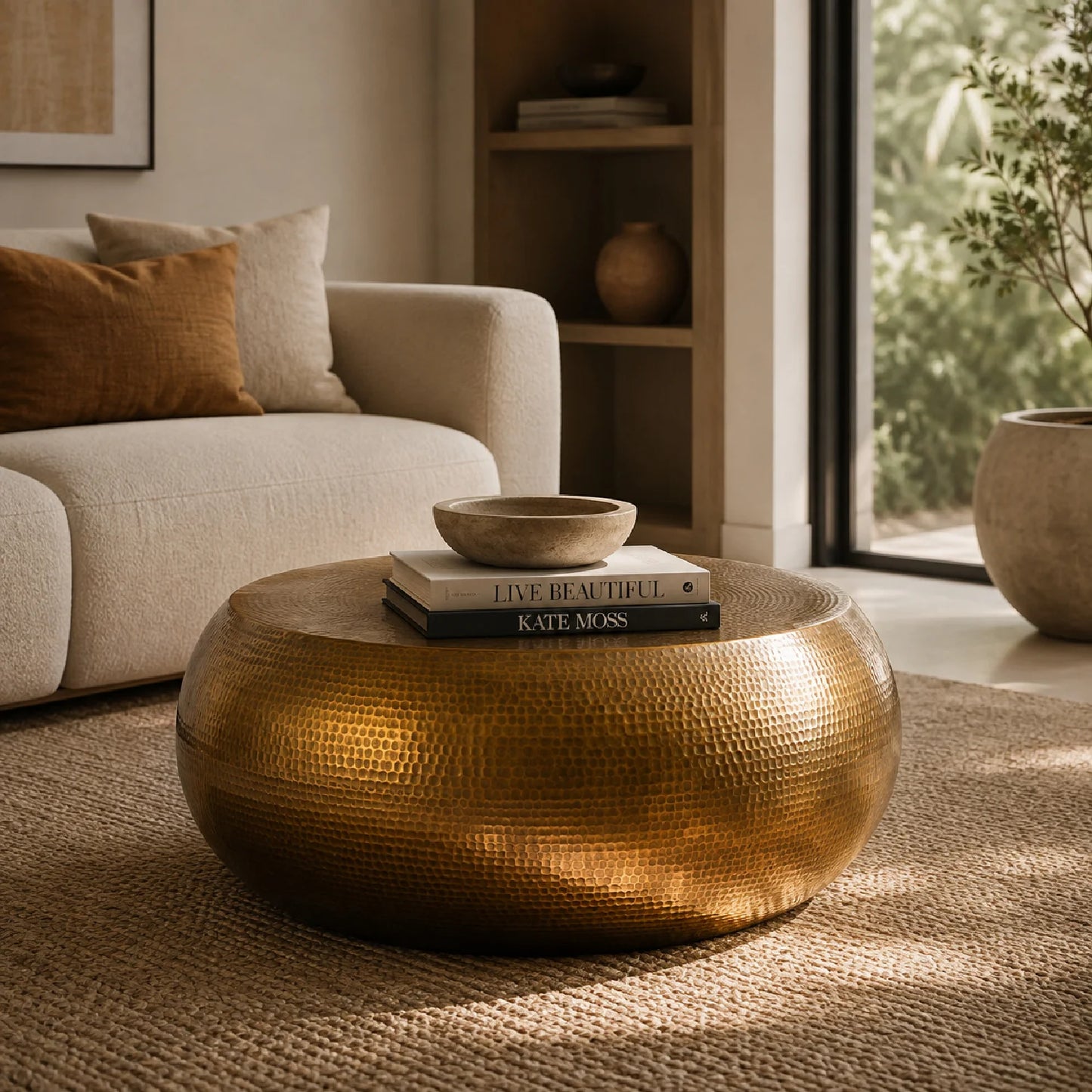 Luxury Gold Metallic Round Coffee Table Modern Italian Style for Villa