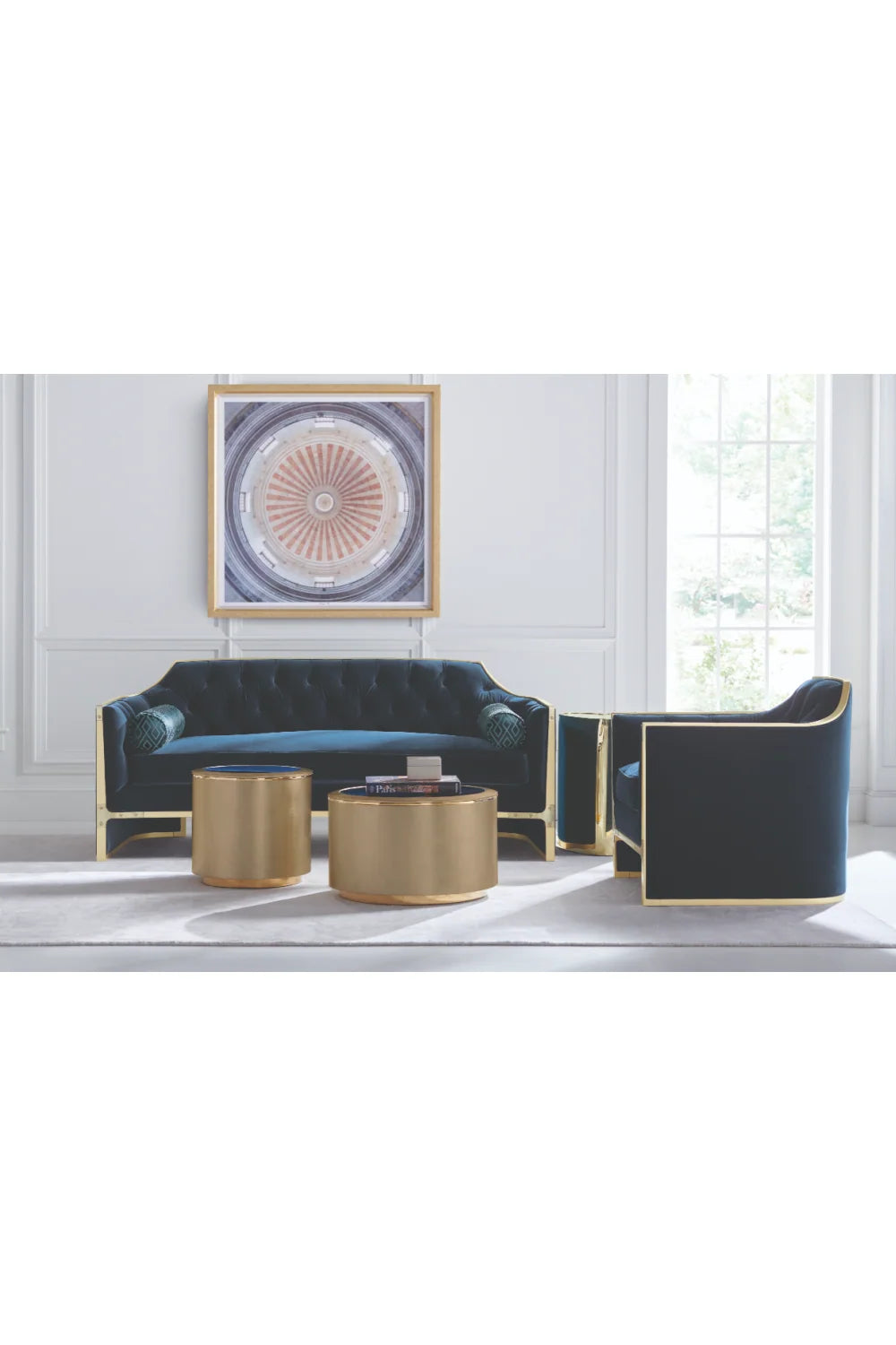 Luxury Gold Mirror Round Coffee Table Modern Italian Style for Villa