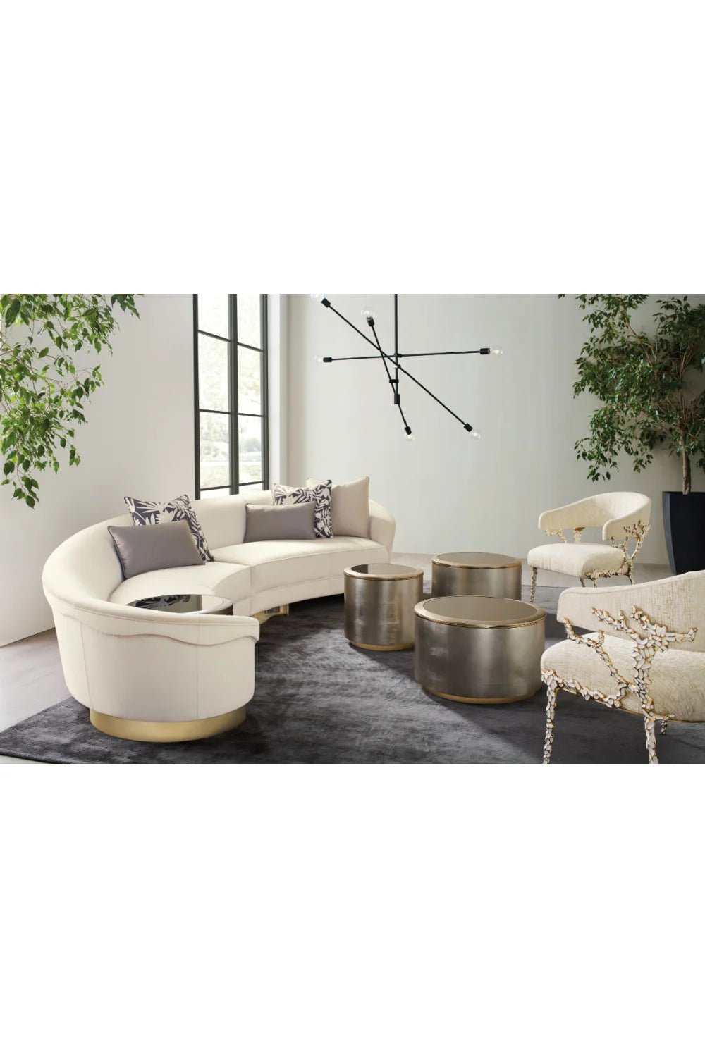 Luxury Gold Mirror Round Coffee Table Modern Italian Style for Villa