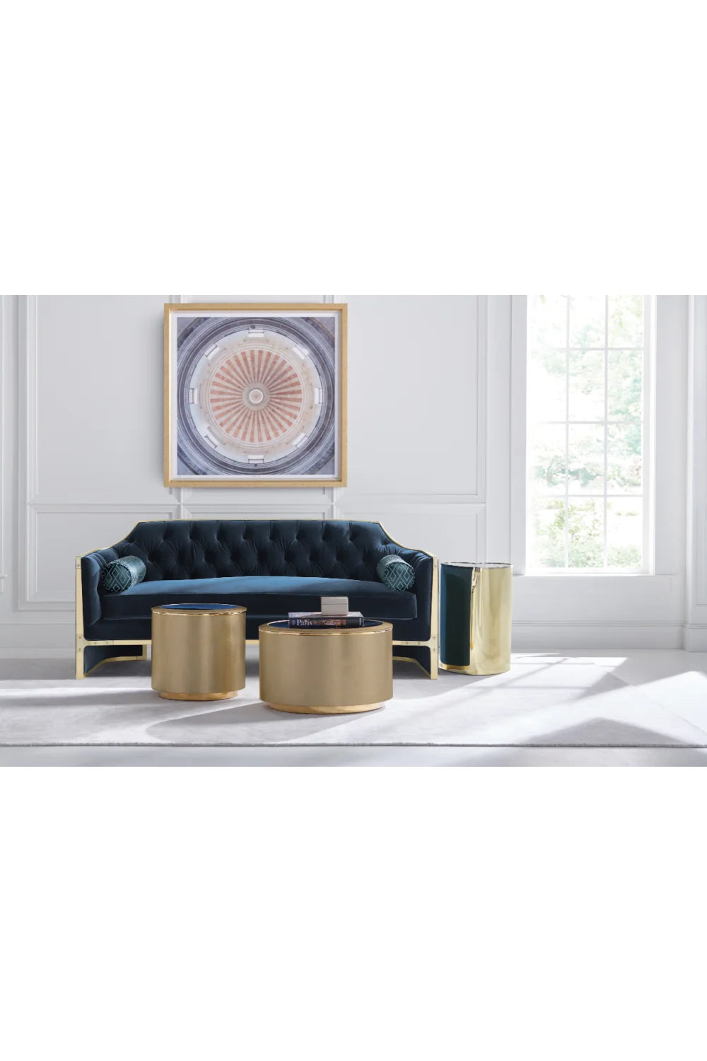 Luxury Gold Mirror Round Coffee Table Modern Italian Style for Villa