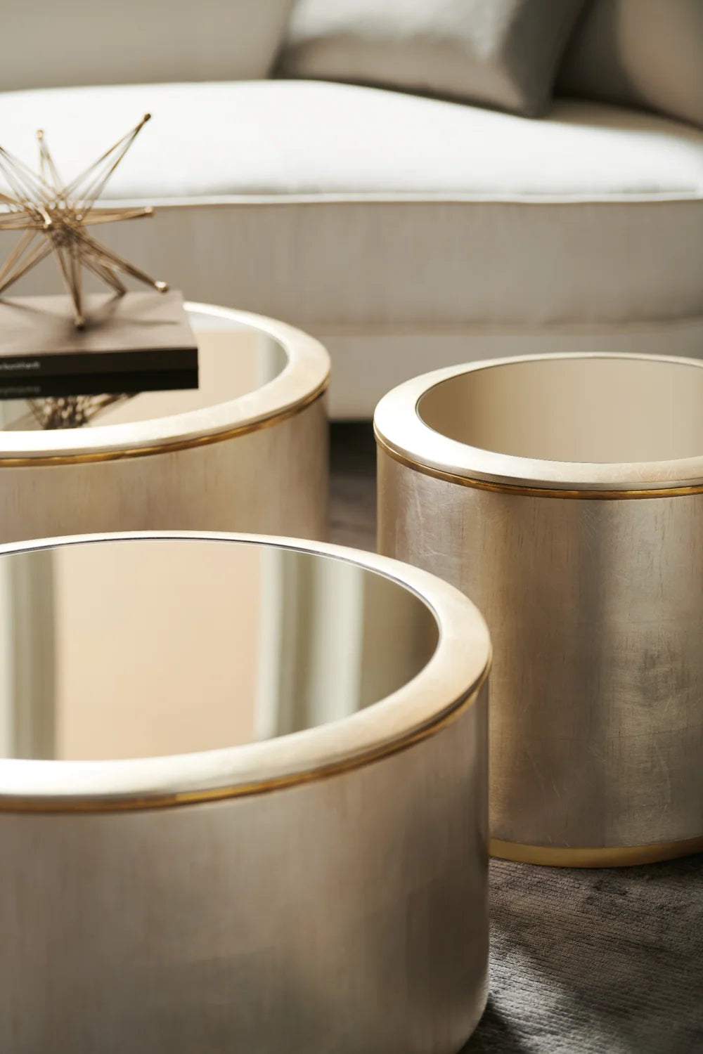 Luxury Gold Mirror Round Coffee Table Modern Italian Style for Villa