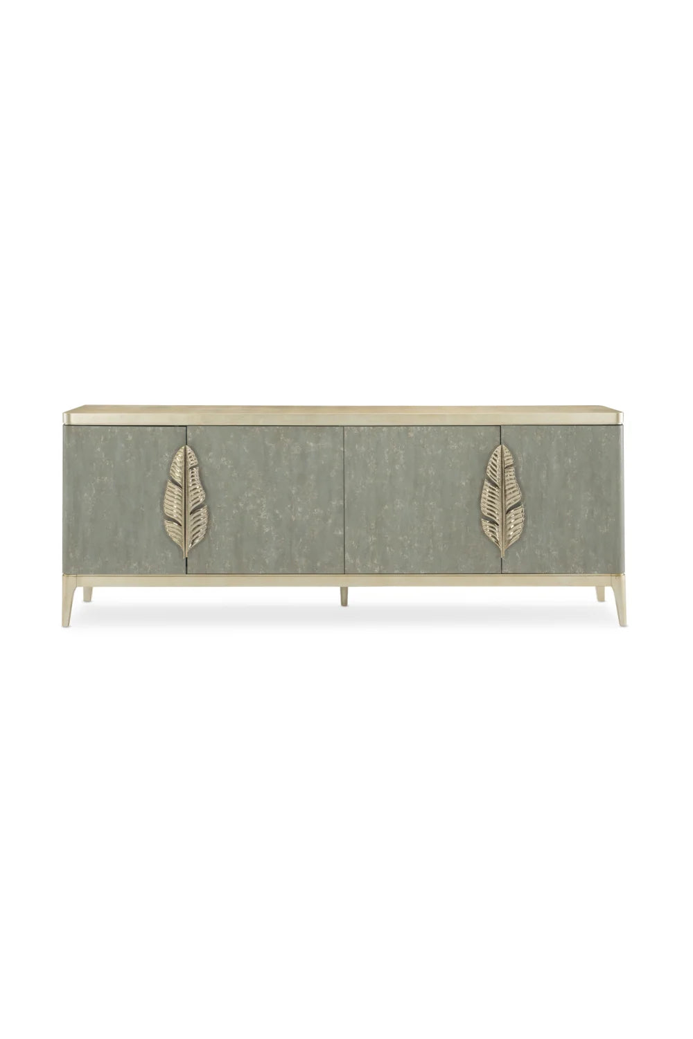 Luxury Gold Palm 4-Door Sideboard European Style for Villa