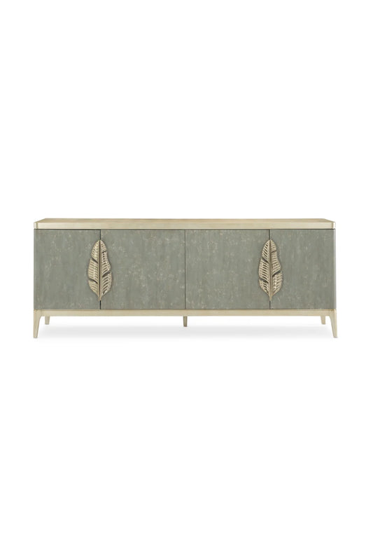 Luxury Gold Palm 4-Door Sideboard European Style for Villa