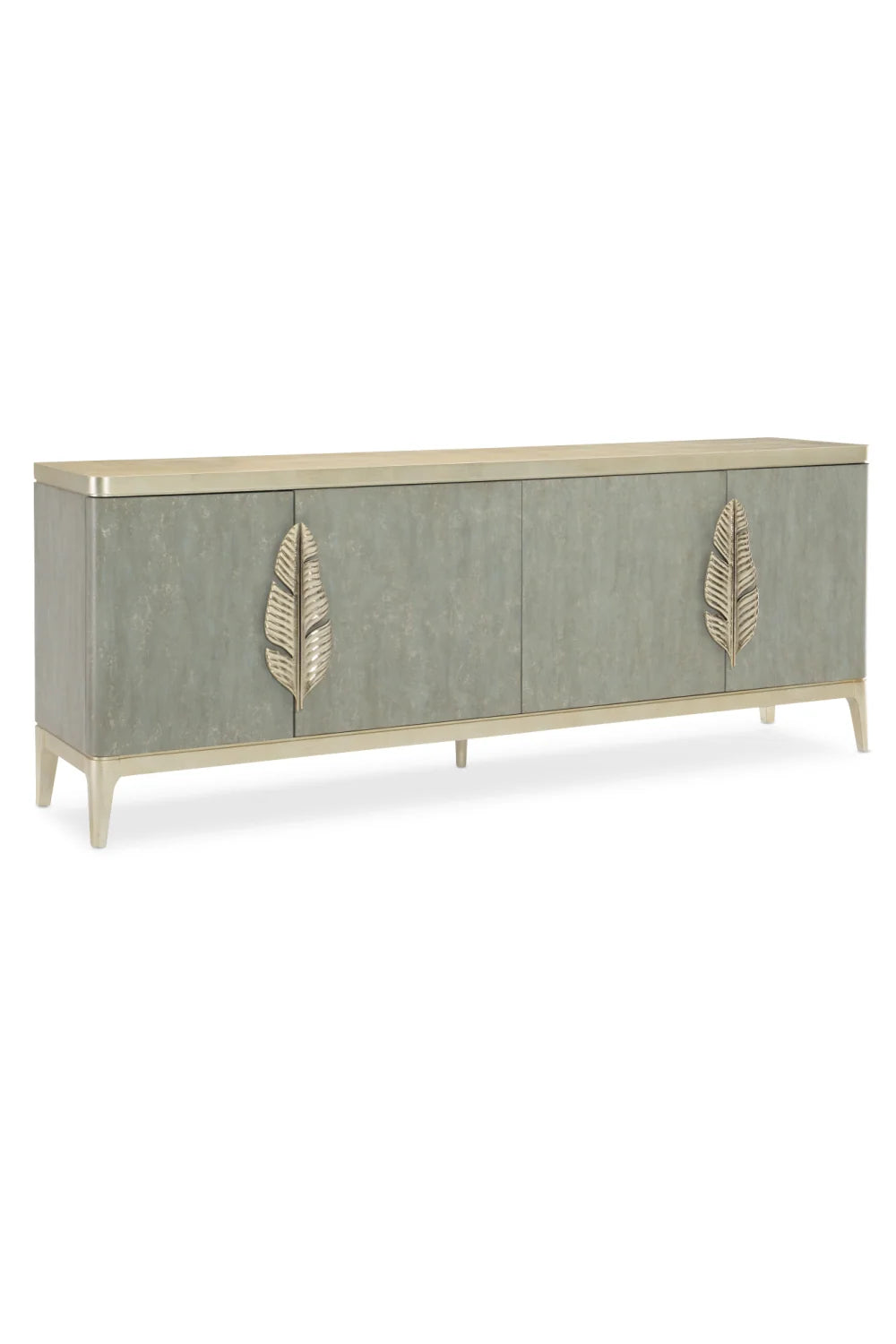 Luxury Gold Palm 4-Door Sideboard European Style for Villa