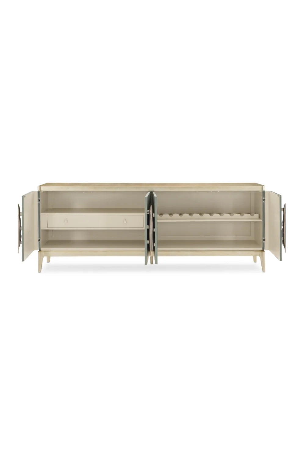 Luxury Gold Palm 4-Door Sideboard European Style for Villa