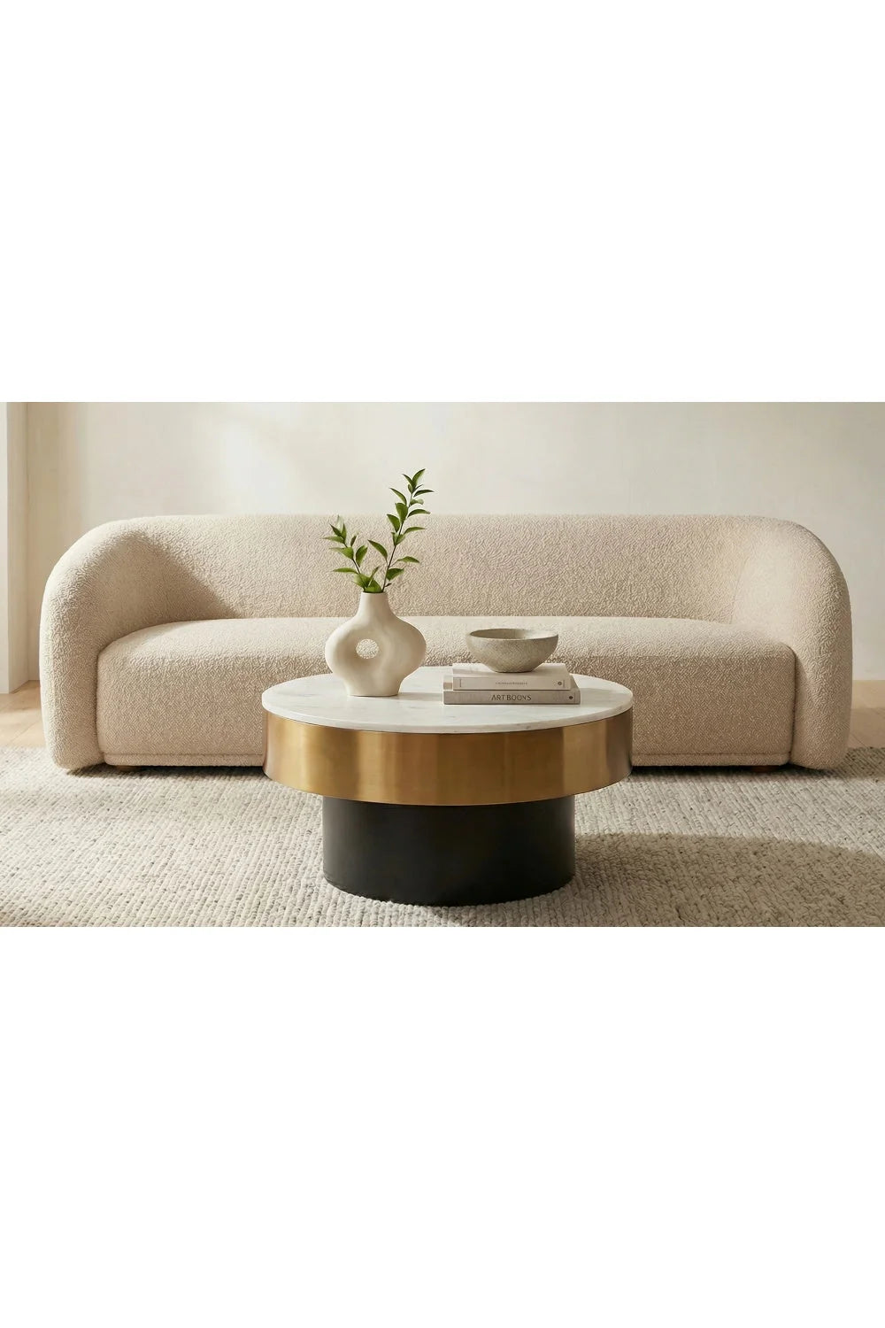 Luxury Gold Rimmed Marble Coffee Table Modern Italian Style for Villa