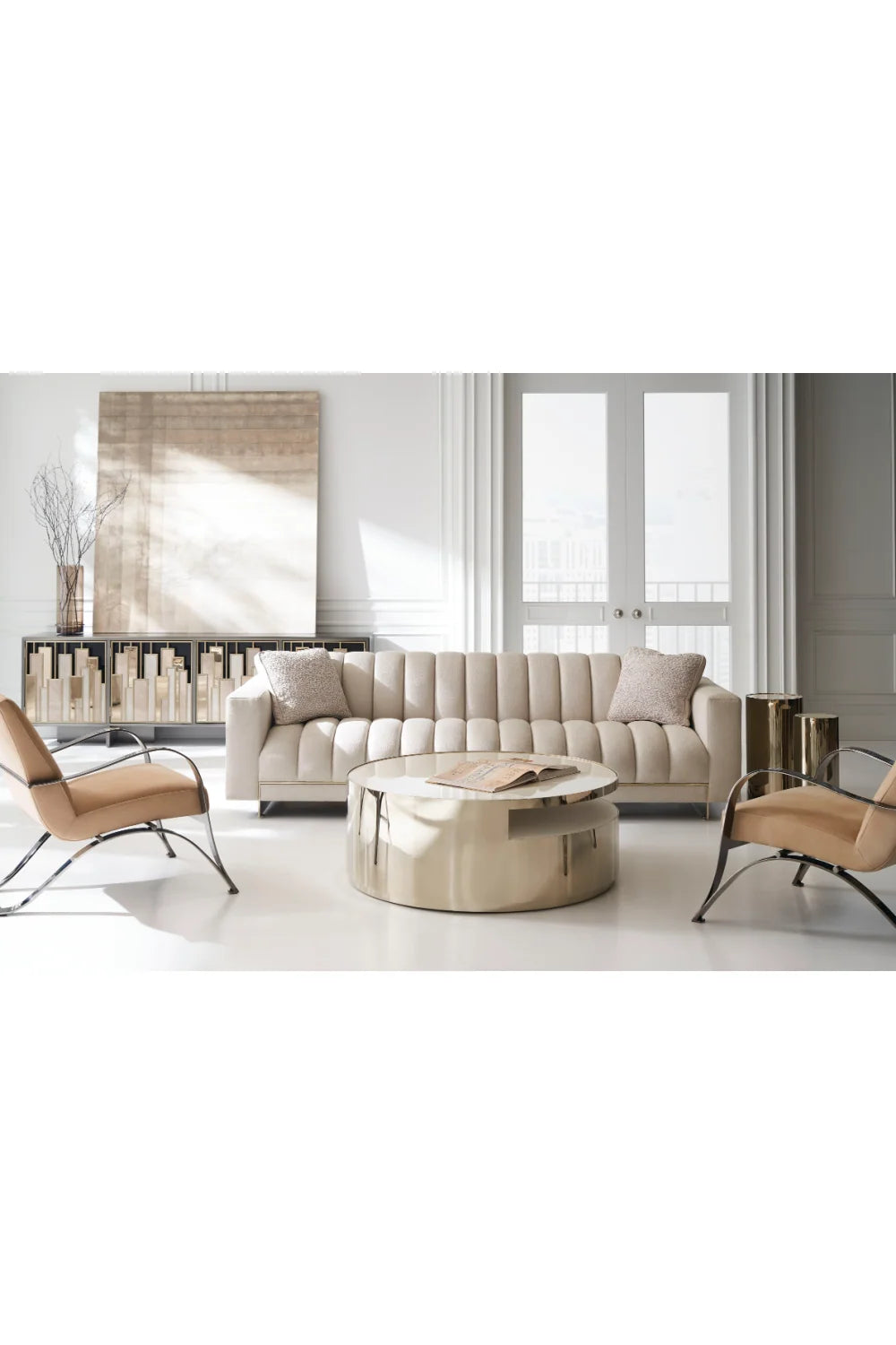 Luxury Gold Rotatable Coffee Table Modern Italian Style for Villa