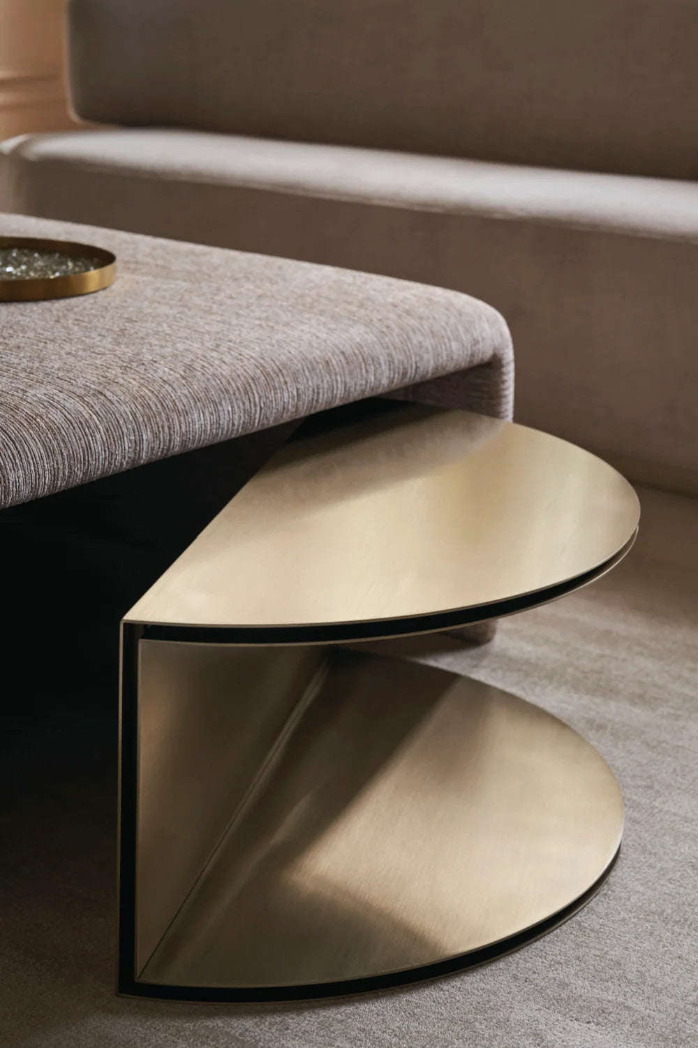 Luxury Gold Semi-Circle Coffee Table Modern Italian Style for Villa