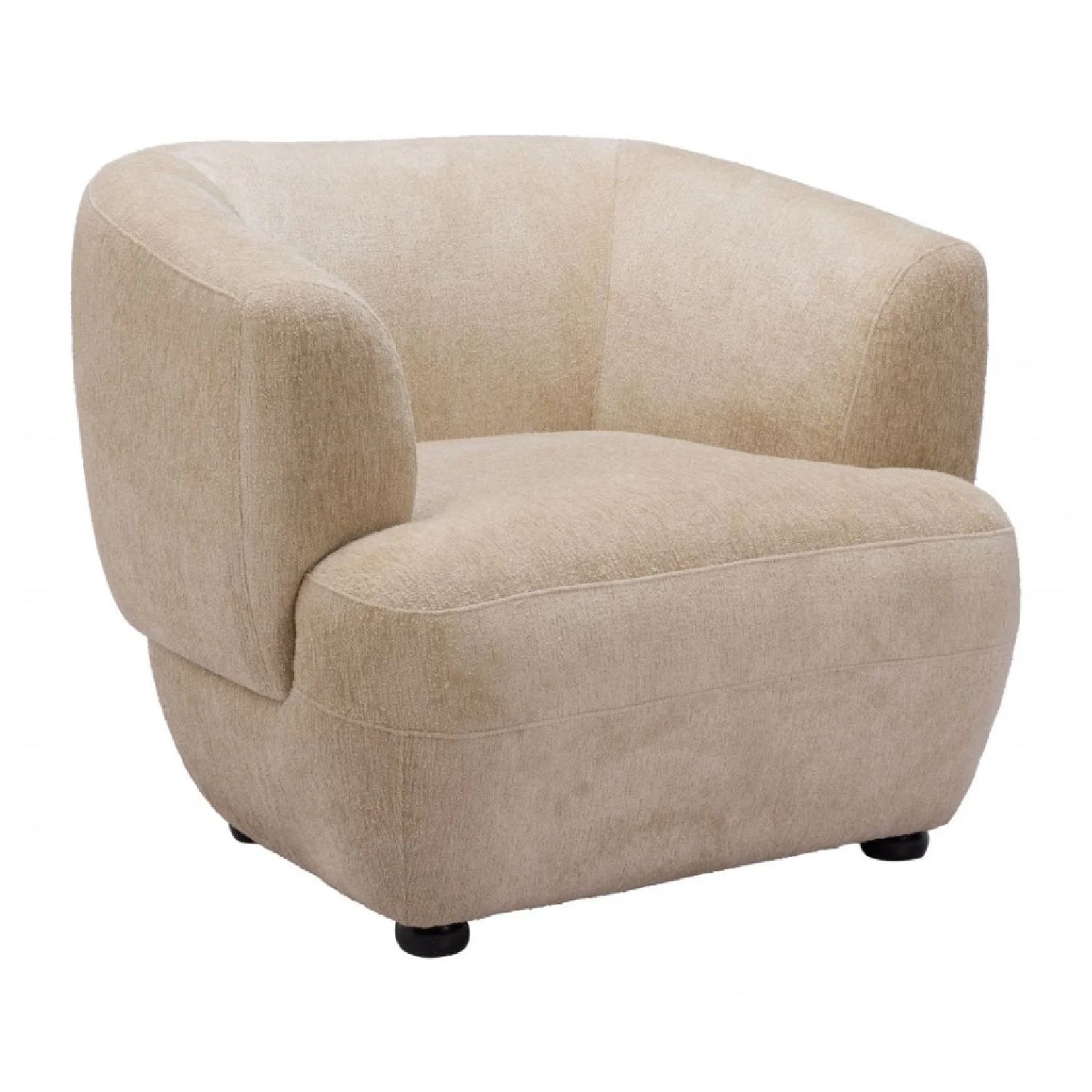 Luxury Golden Beige Barrel Accent Chair European Style for Villa