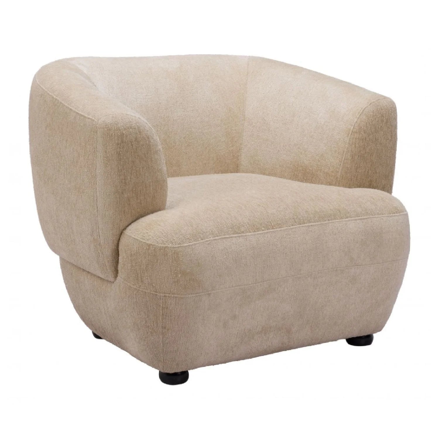 Luxury Golden Beige Barrel Accent Chair European Style for Villa