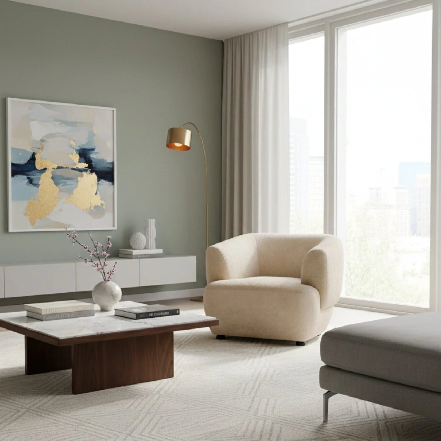 Luxury Golden Beige Barrel Accent Chair European Style for Villa