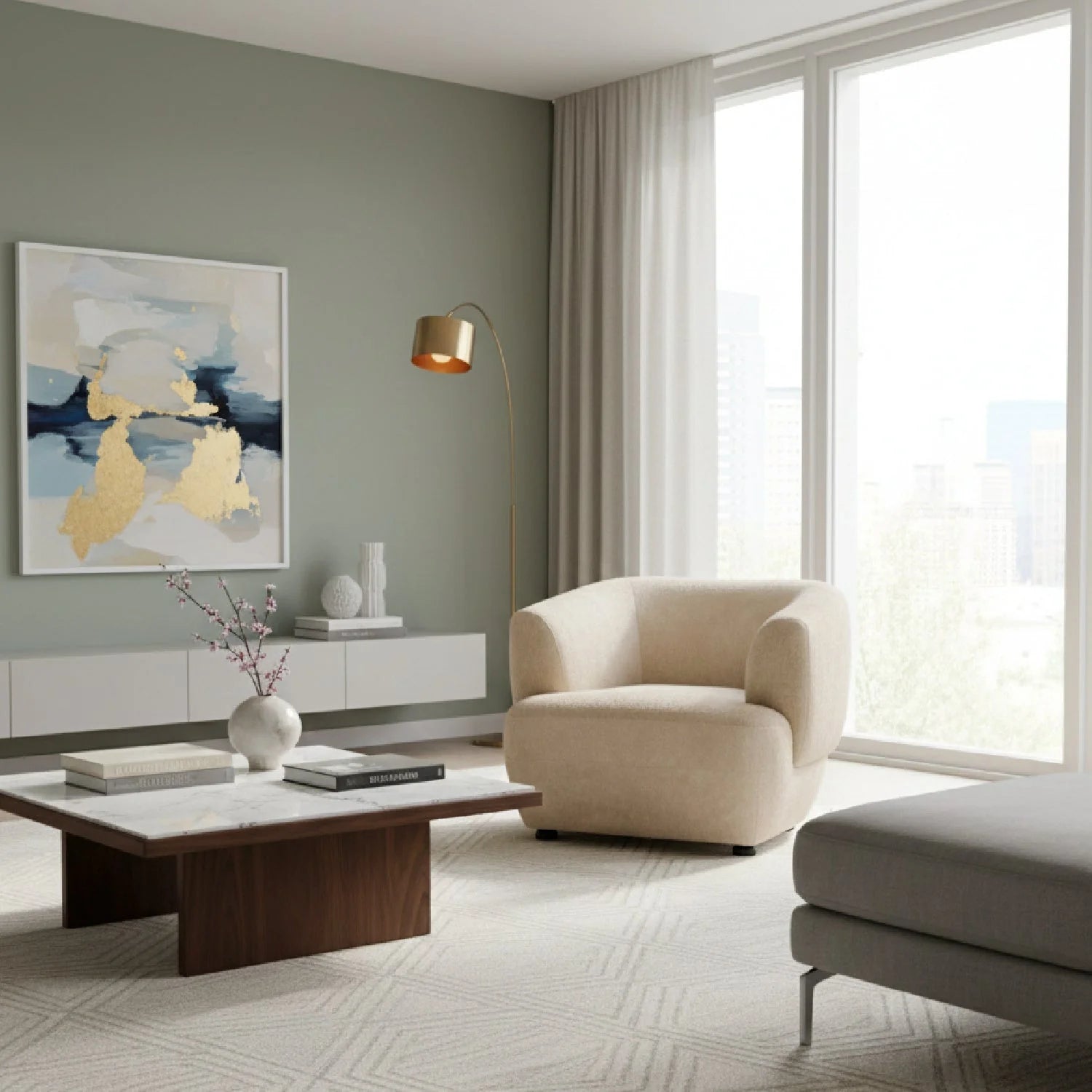Luxury Golden Beige Barrel Accent Chair European Style for Villa