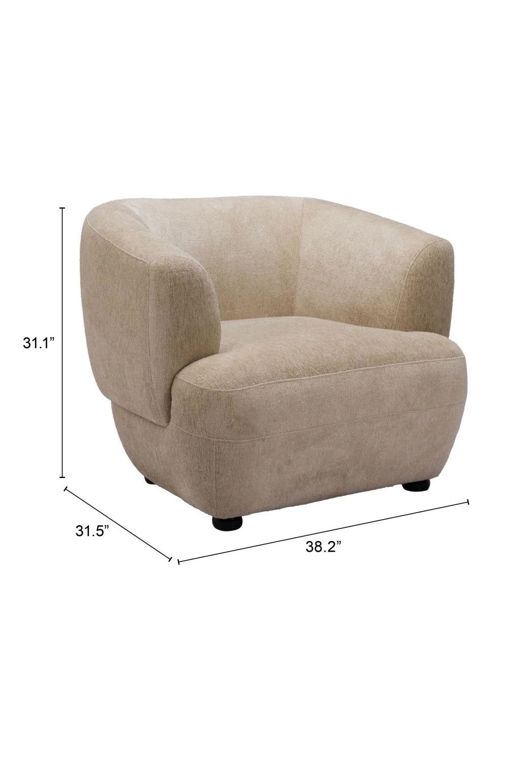 Luxury Golden Beige Barrel Accent Chair European Style for Villa