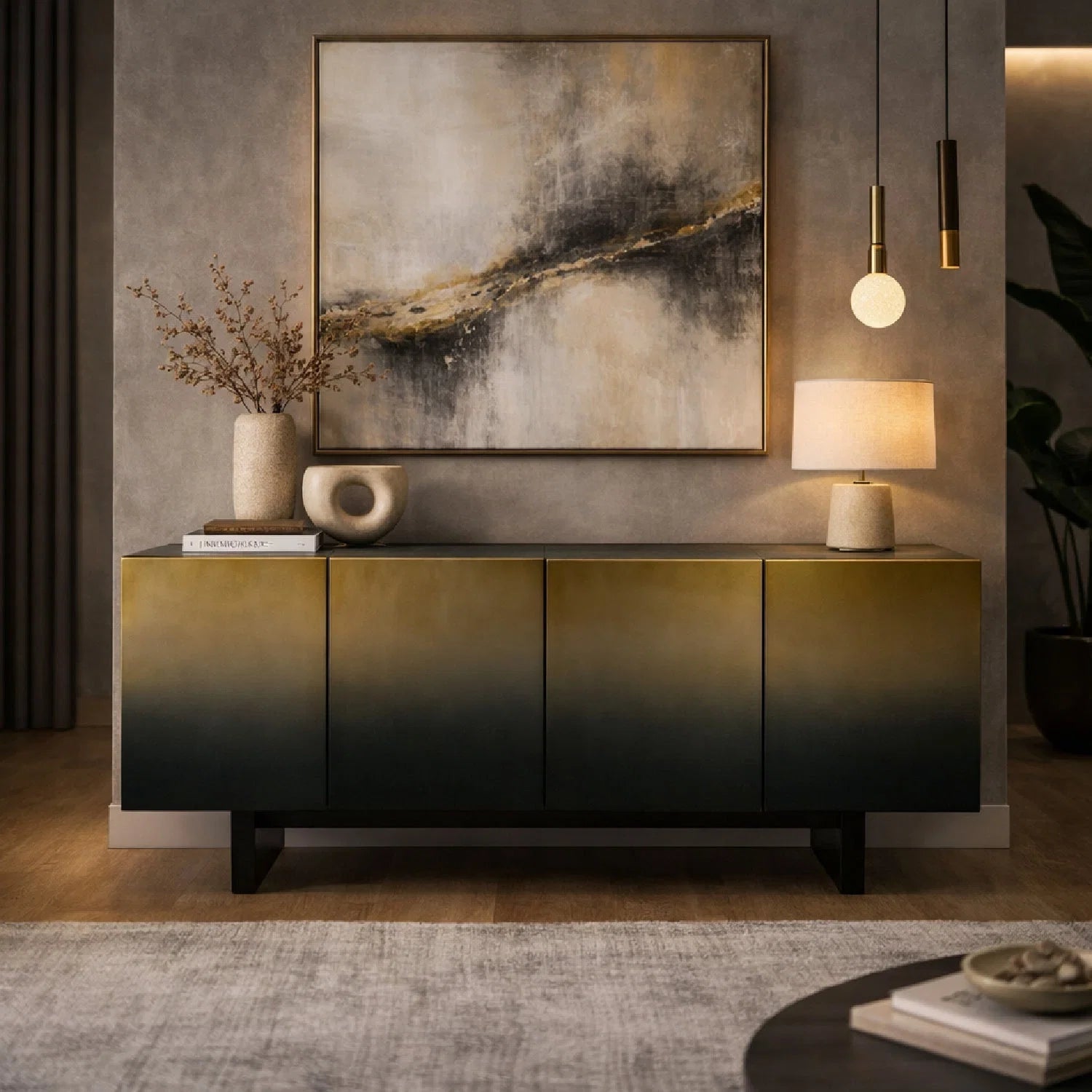 Luxury Gradient Stainless Steel Sideboard European Style for Villa