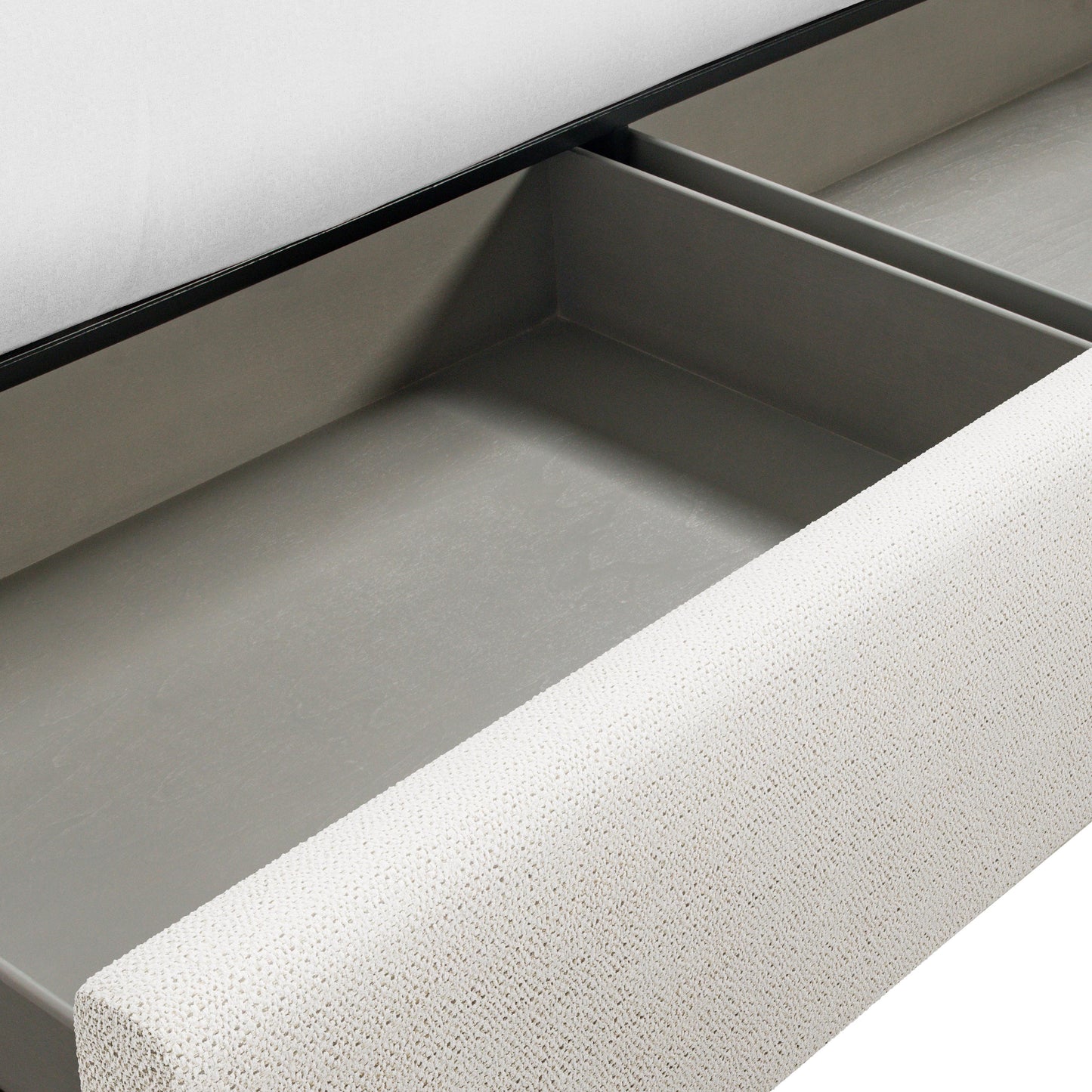 Luxury Graham Fabric Storage Panel Bed Modern Italian Style for Villa