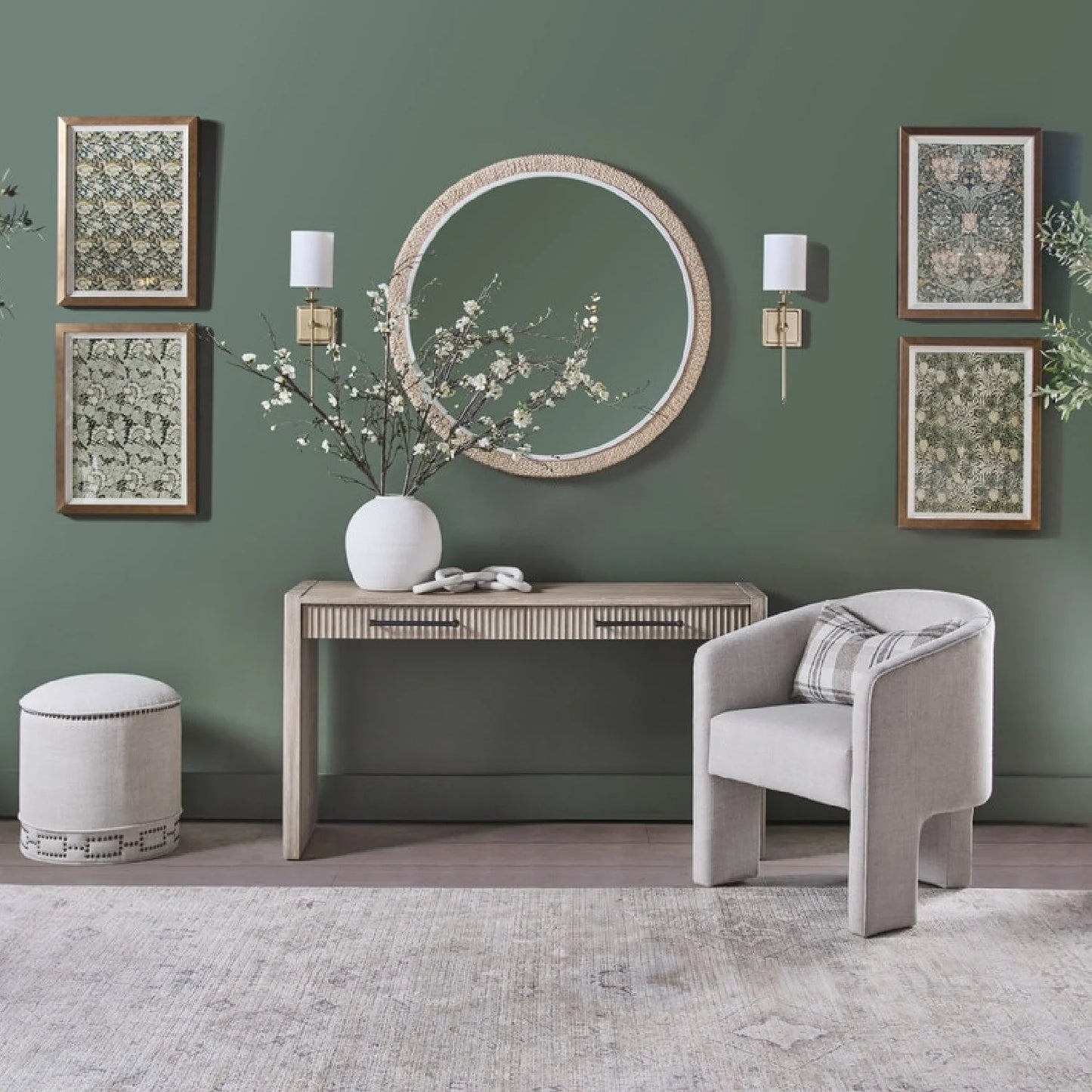 Luxury Gray Acacia 2-Drawer Console Table Modern Italian Style for Villa