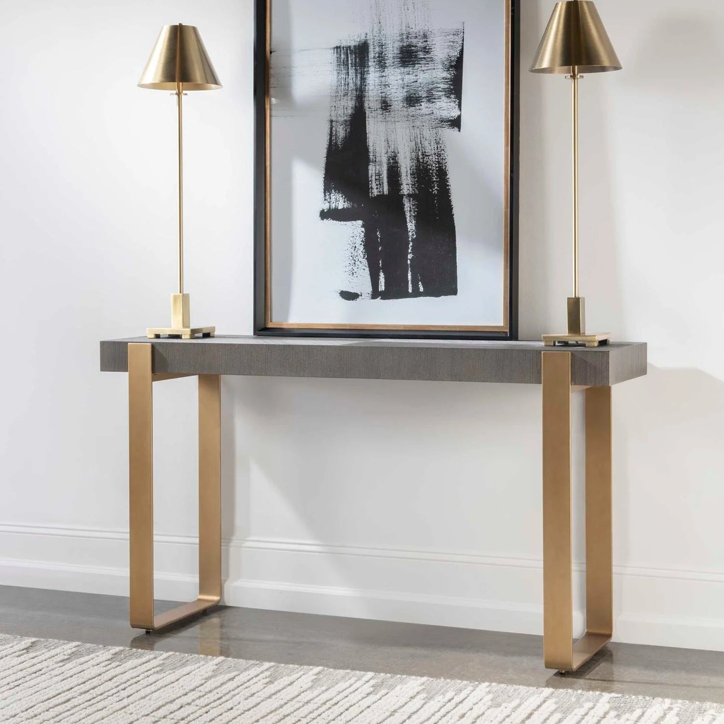 Luxury Gray Ash Console Table Modern Italian Style for Villa