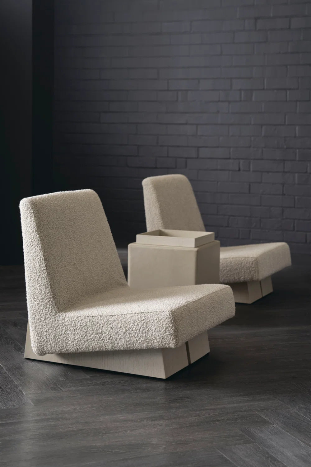 Luxury Gray Boucle Accent Chair Modern Italian Style for Villa