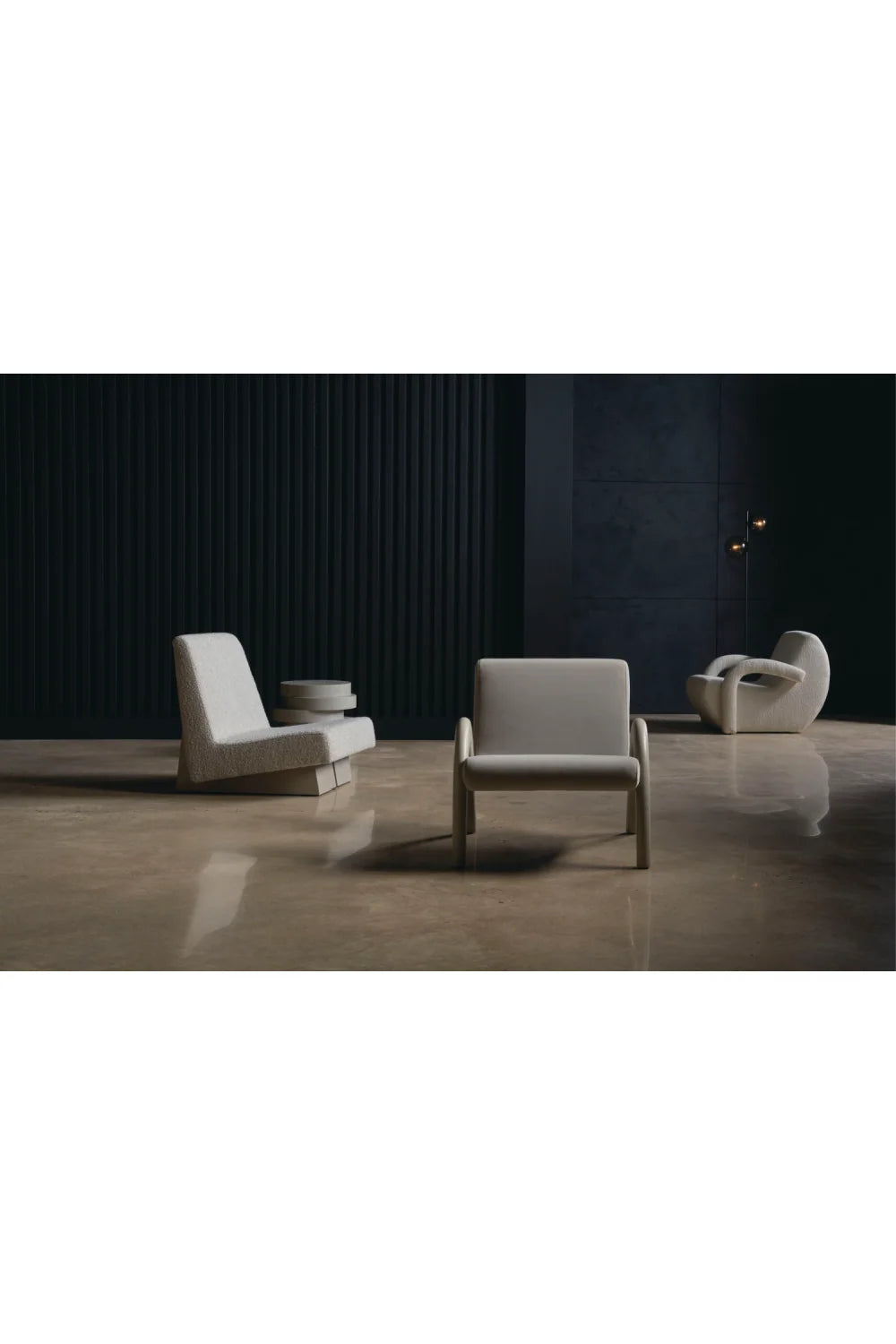 Luxury Gray Boucle Accent Chair Modern Italian Style for Villa
