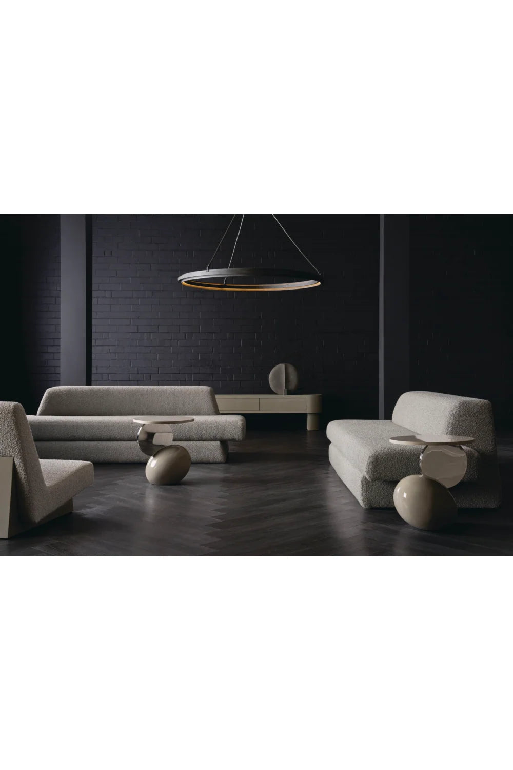 Luxury Gray Boucle Accent Chair Modern Italian Style for Villa