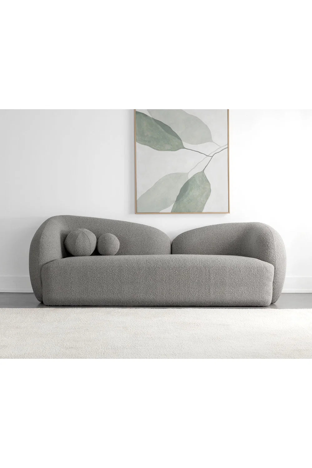 Luxury Gray Boucle Curved Sofa Modern Italian Style for Villa