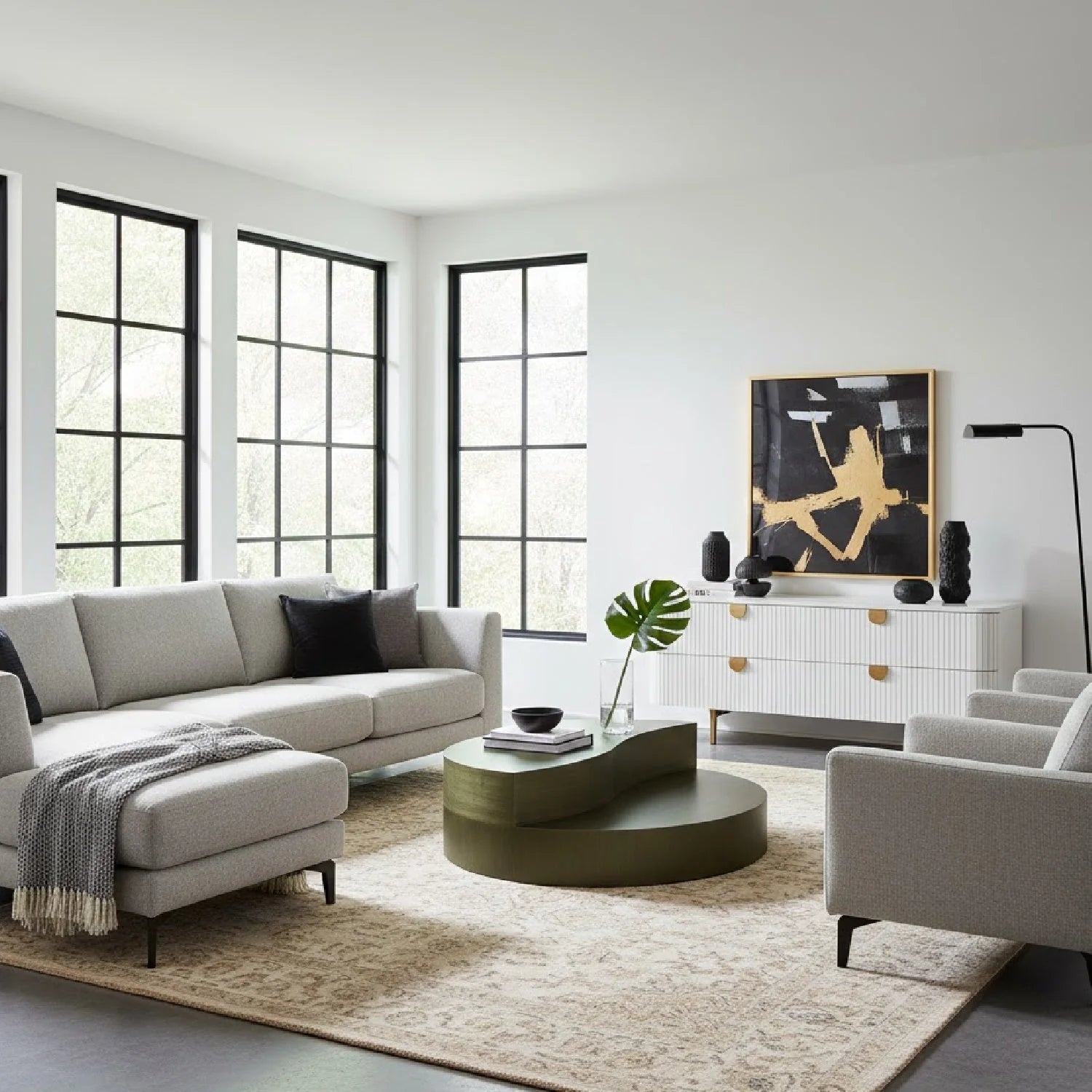 Luxury Gray Brass Tiered Coffee Table Modern Italian Style for Villa