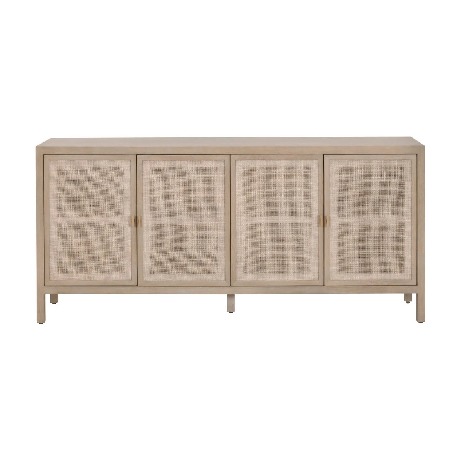 Luxury Gray Cane 4-Door Sideboard European Style for Villa