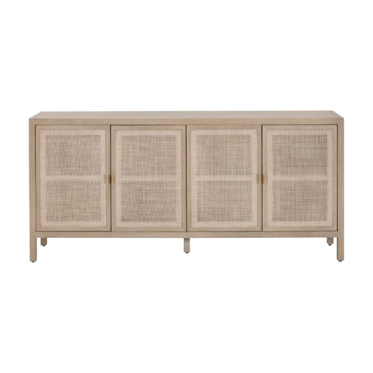 Luxury Gray Cane 4-Door Sideboard European Style for Villa