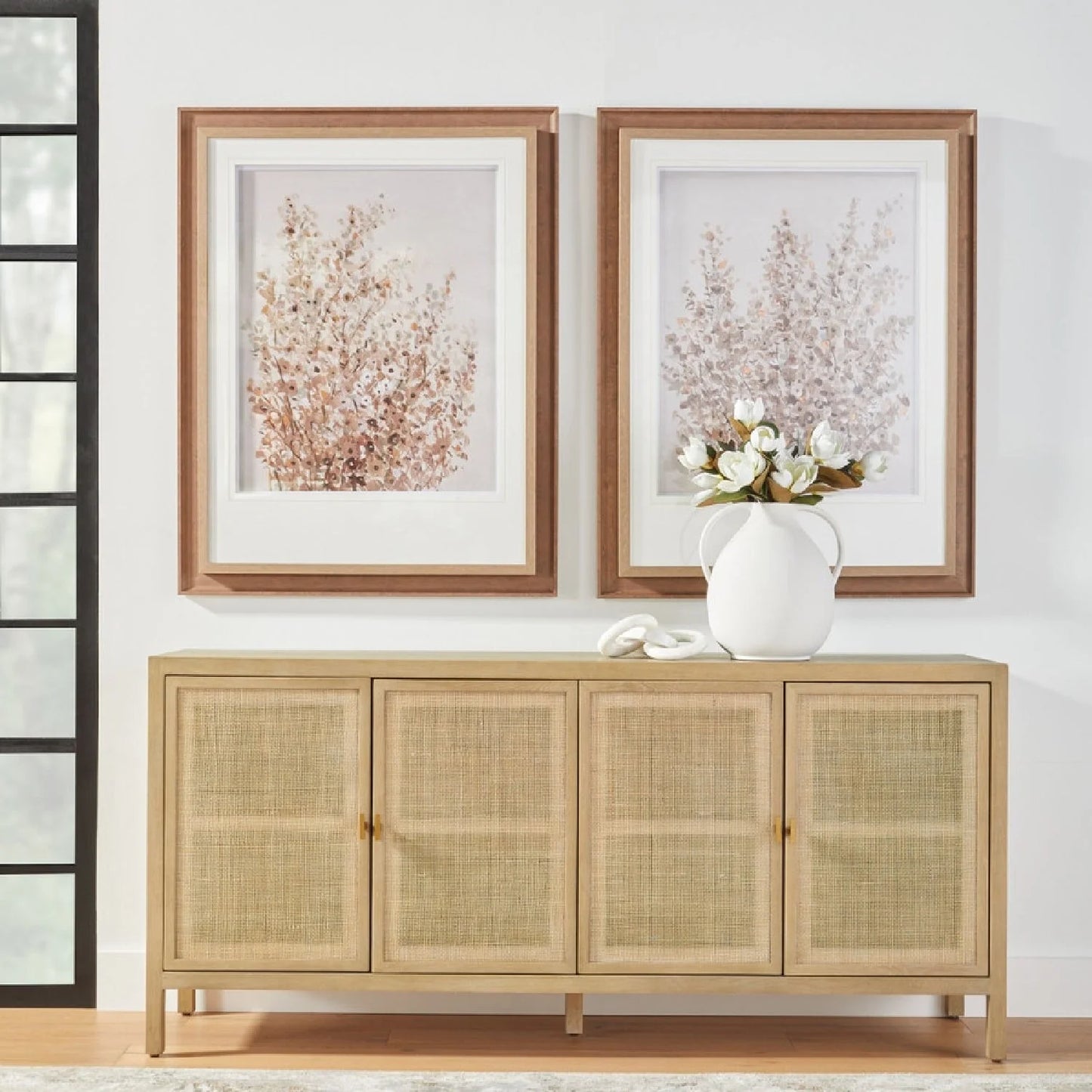Luxury Gray Cane 4-Door Sideboard European Style for Villa